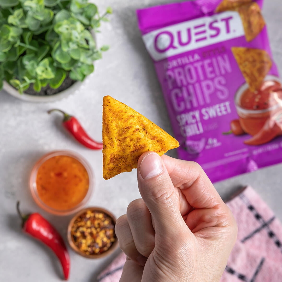 Quest Tortilla Style Protein Chips Spicy Sweet Chili Flavor 19g of Protein 1.1 oz Bags 8 Count for AmerikaSePetim