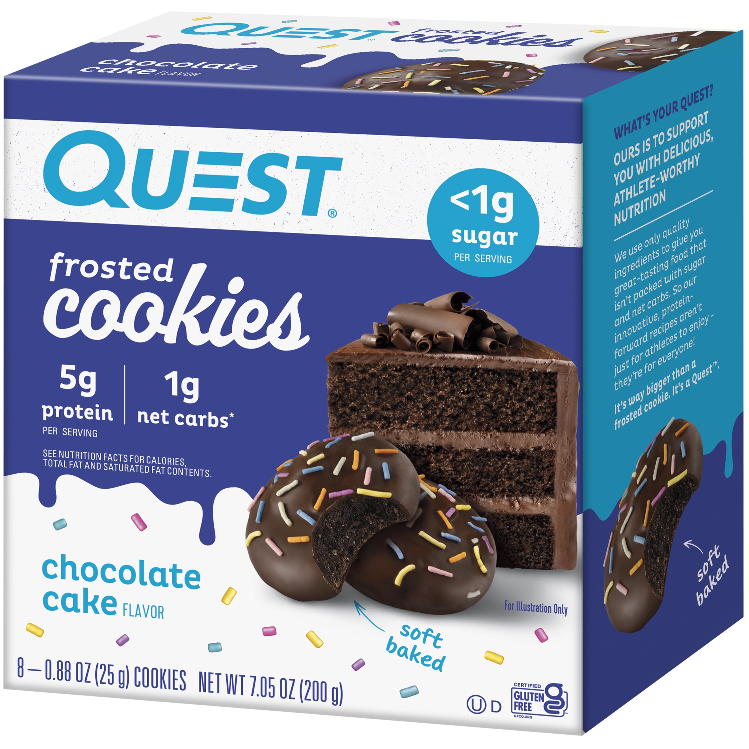 Quest Frosted Protein Cookies Soft Baked Low Sugar Chocolate Cake 8 Ct