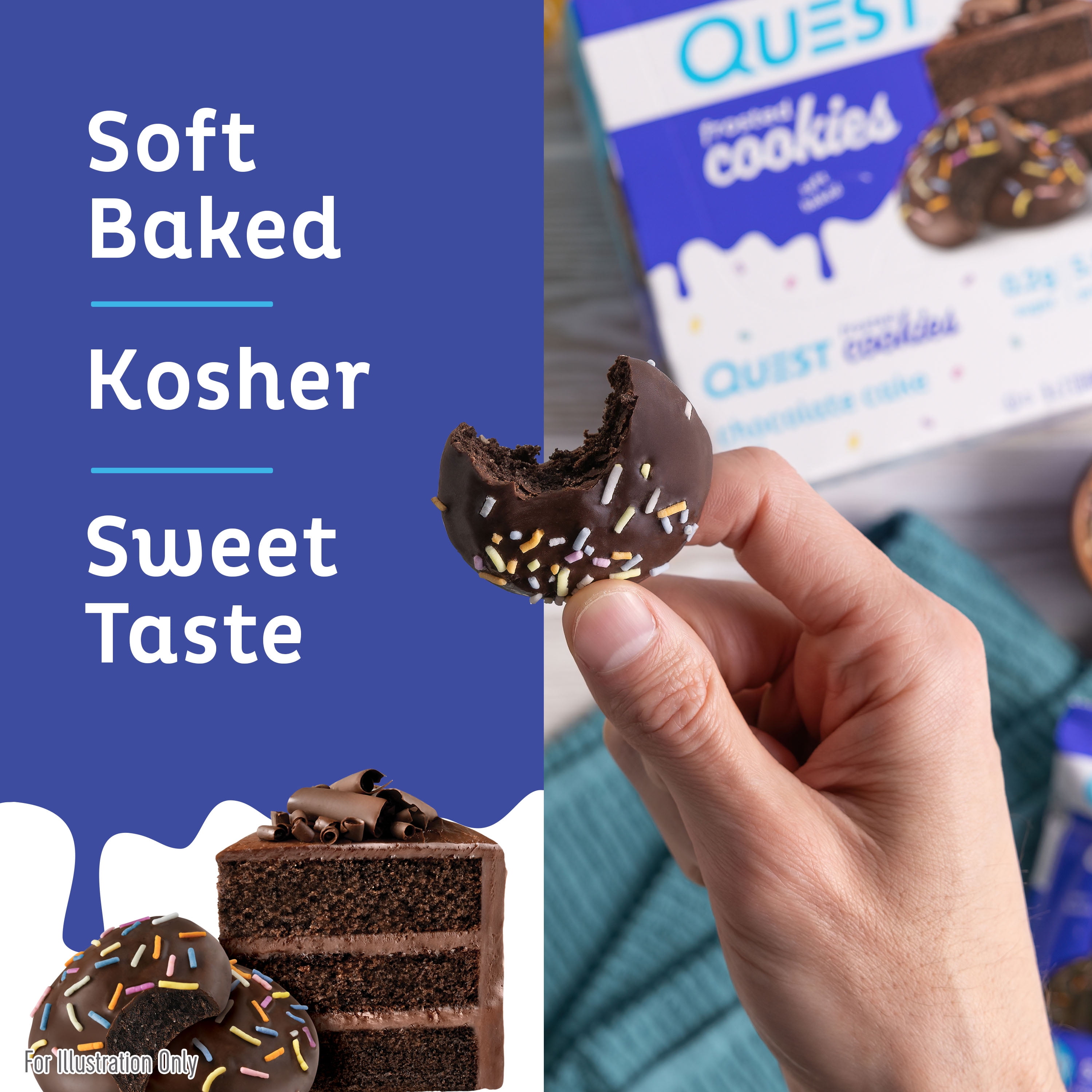 Quest Frosted Protein Cookies Soft Baked Low Sugar Chocolate Cake 8 Ct