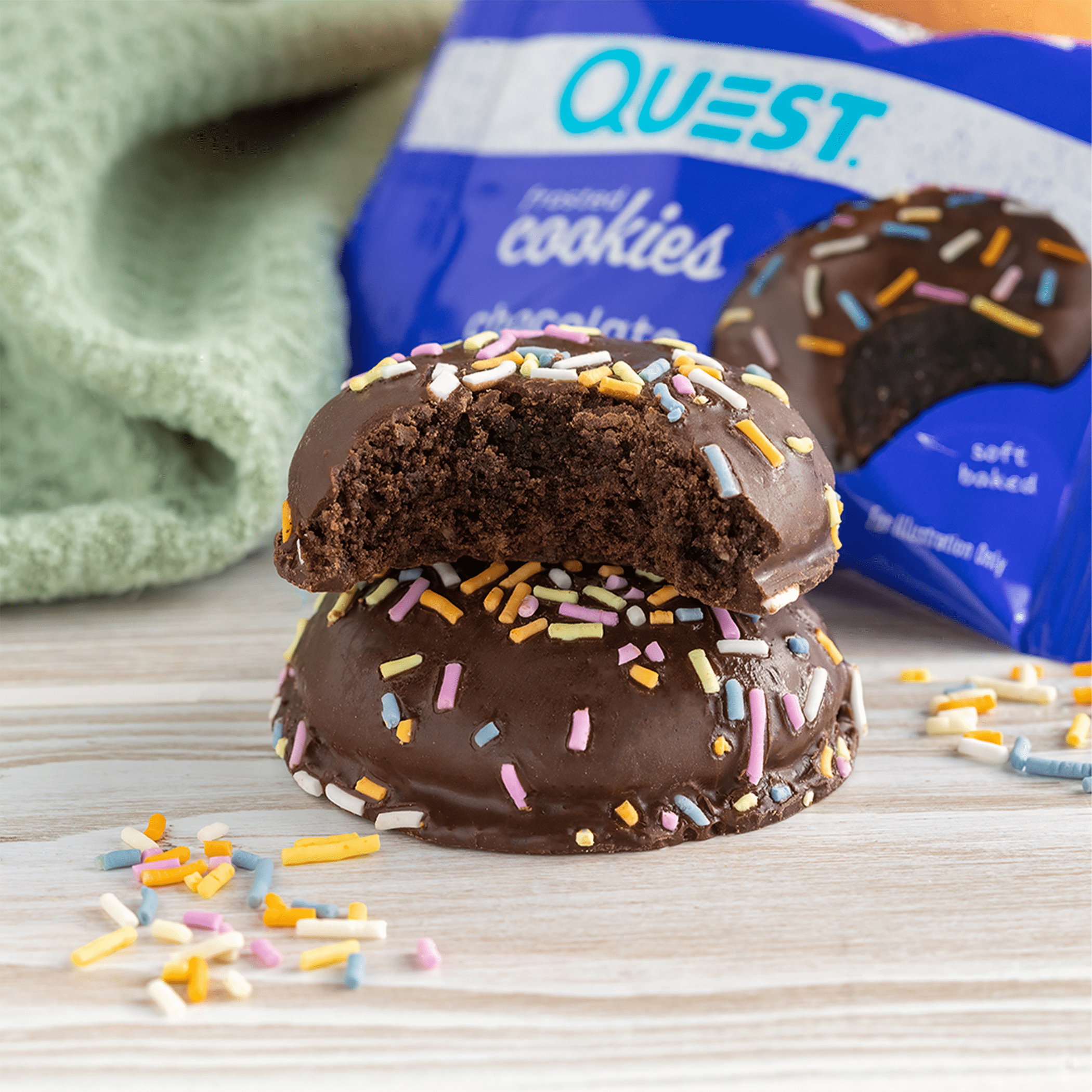 Quest Frosted Protein Cookies Soft Baked Low Sugar Chocolate Cake 8 Ct