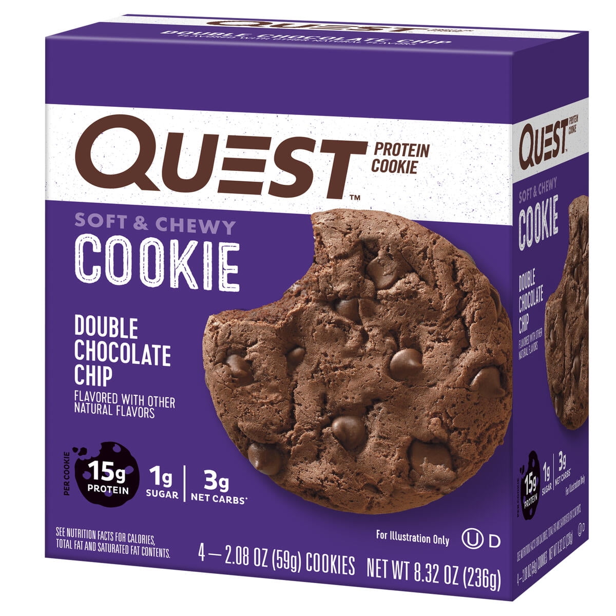 Quest Soft Chewy Protein Cookie High Protein Double Chocolate Chip 4 Count