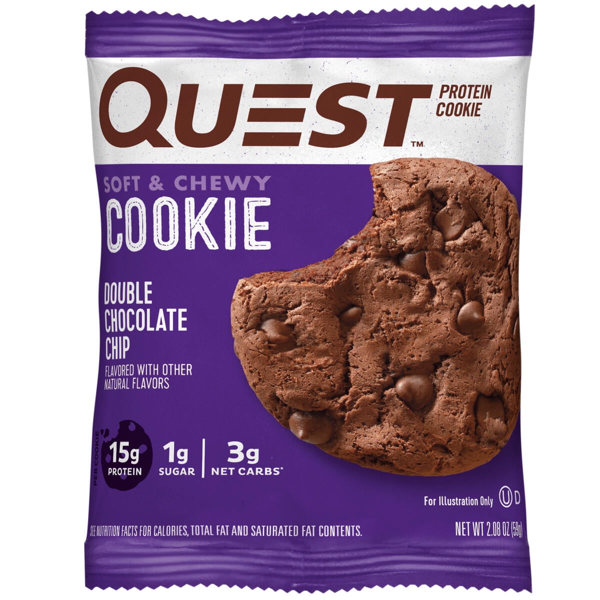 Quest Soft Chewy Protein Cookie High Protein Double Chocolate Chip 4 Count