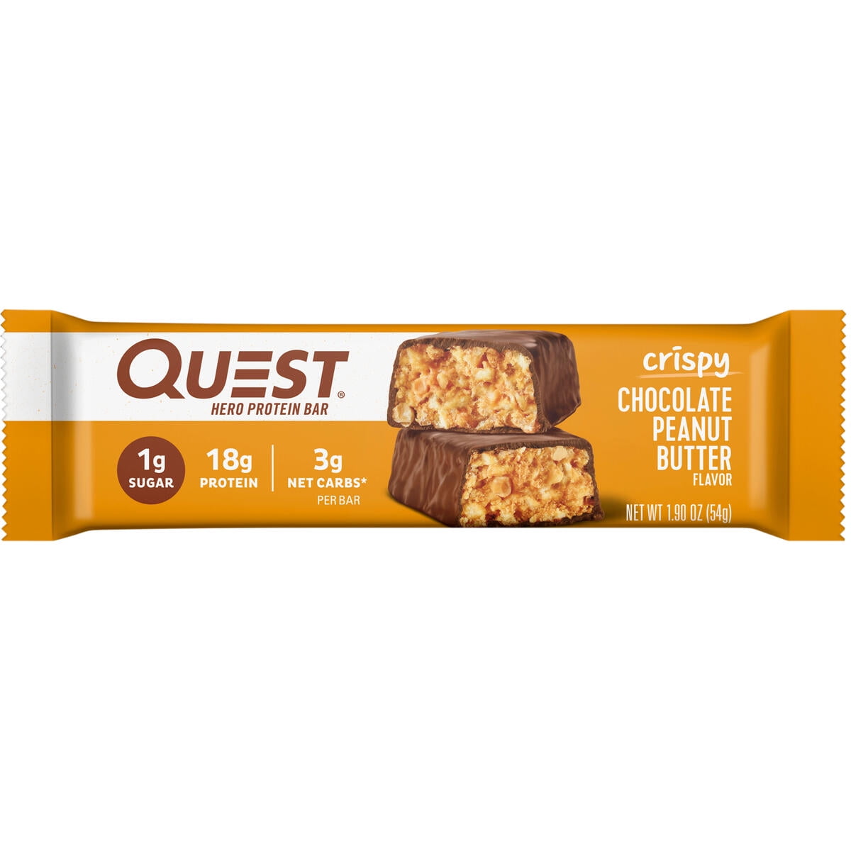 Quest Crispy Protein Bar Chocolate Peanut Butter 18g Protein Gluten Free 4 Count