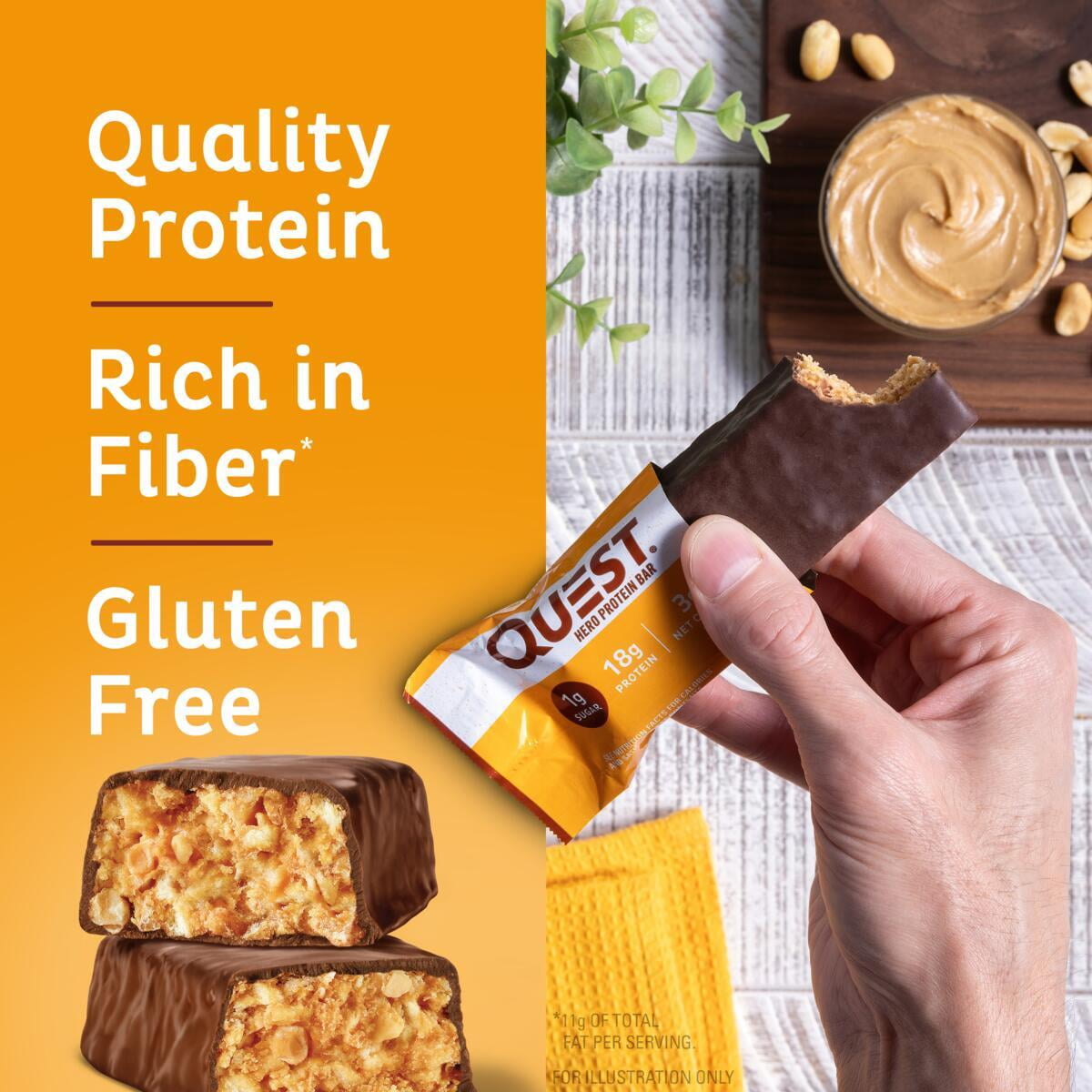 Quest Crispy Protein Bar Chocolate Peanut Butter 18g Protein Gluten Free 4 Count