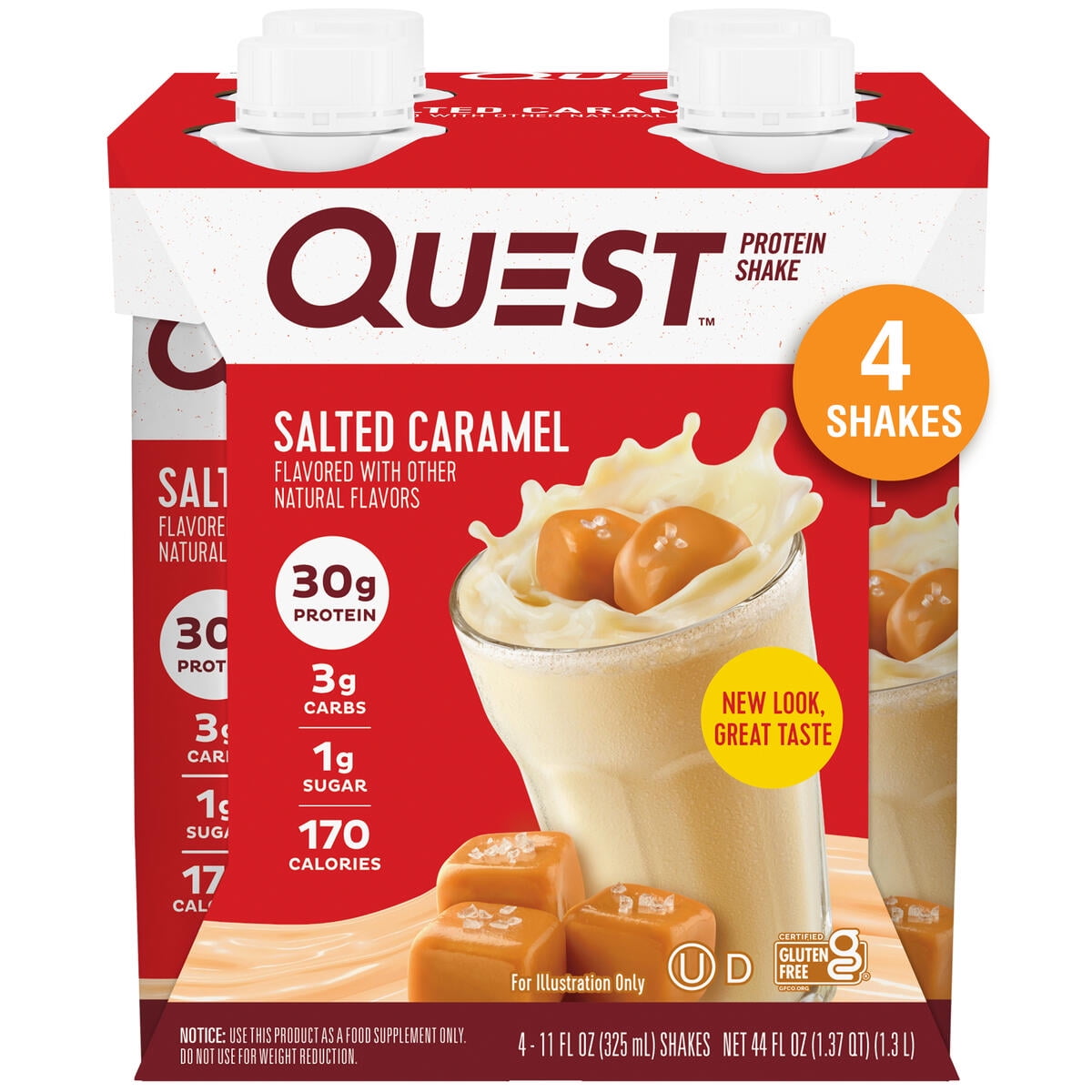 Quest Nutrition Protein Shake 30g Protein Salted Caramel Gluten Free 4 Count