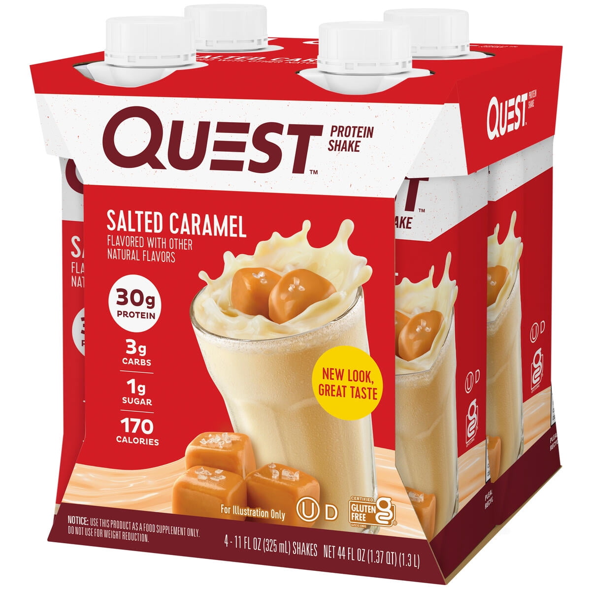 Quest Nutrition Protein Shake 30g Protein Salted Caramel Gluten Free 4 Count