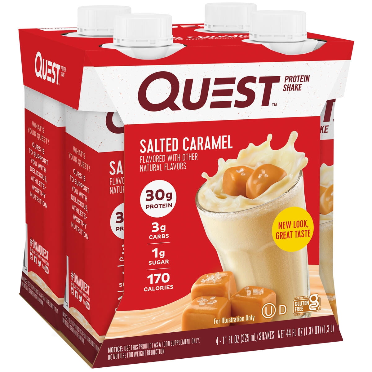 Quest Nutrition Protein Shake 30g Protein Salted Caramel Gluten Free 4 Count