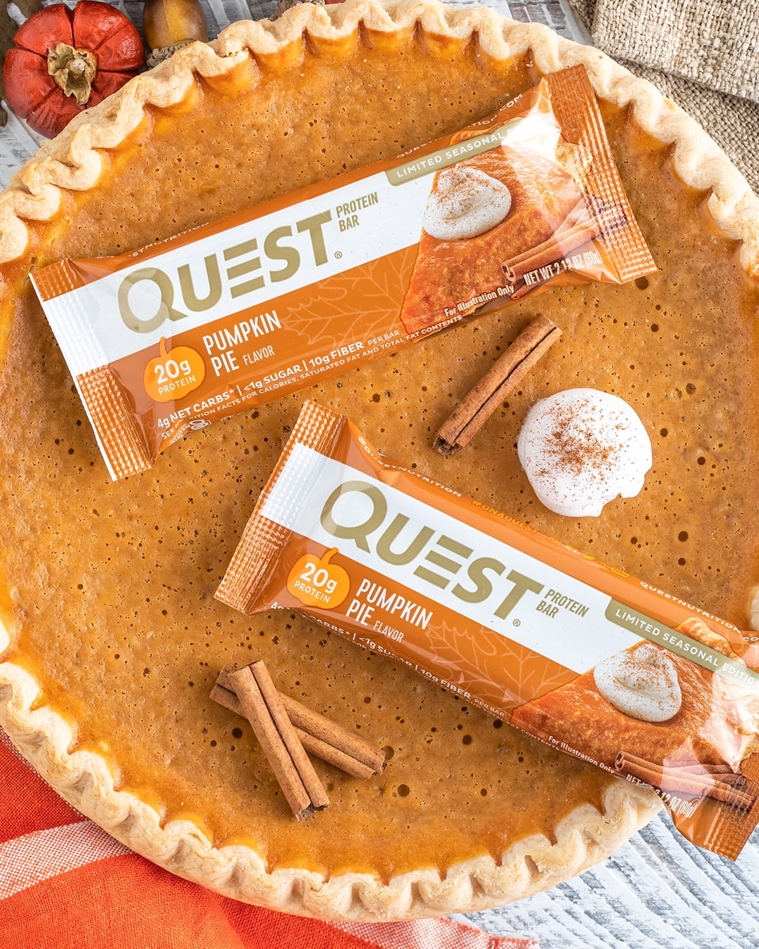 Quest Seasonal Protein Bar High Protein Low Carb Pumpkin Pie 4 Count