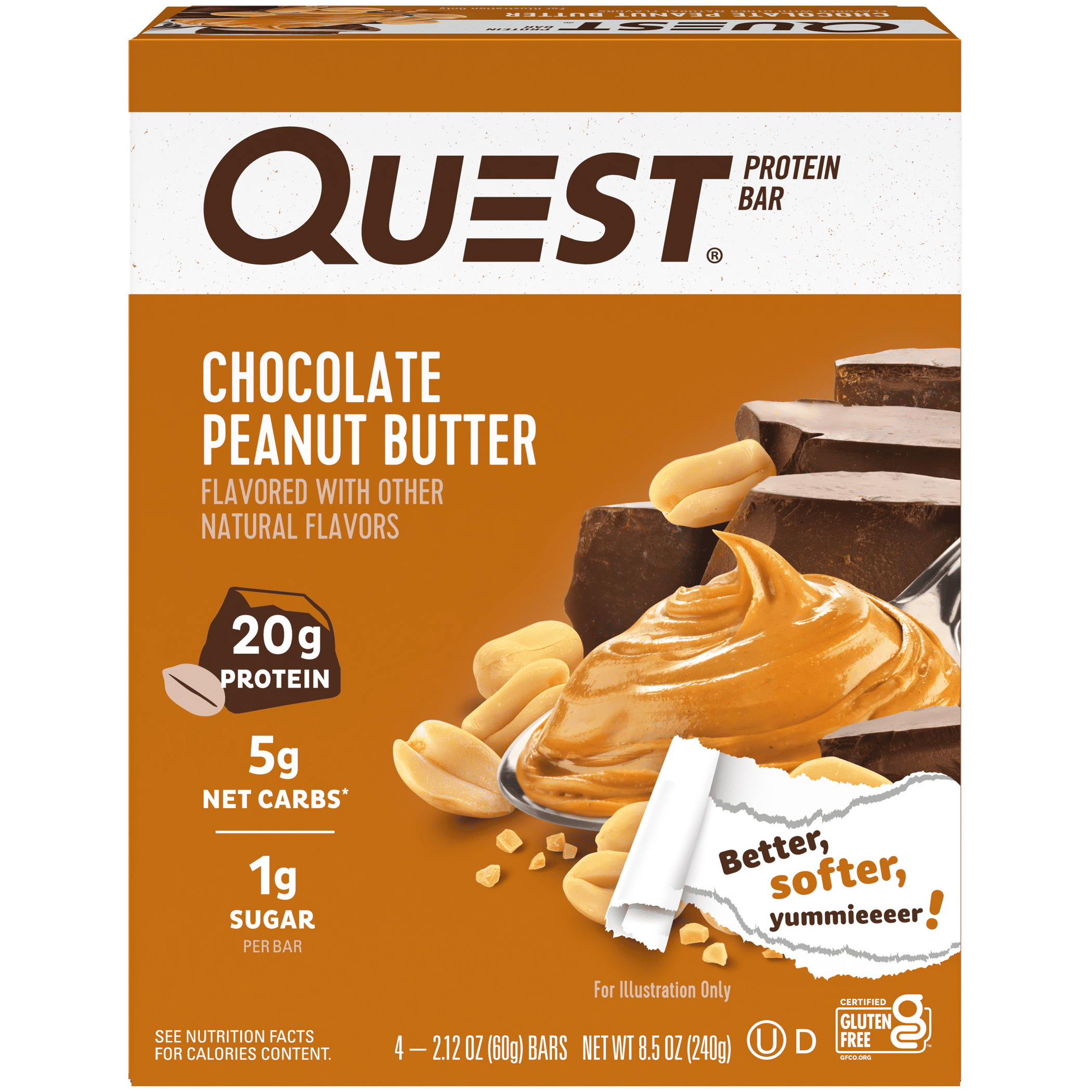 Quest Protein Bar Gluten Free Low Carb Chocolate Peanut Butter 20g Protein 4 Ct(3 Pack)