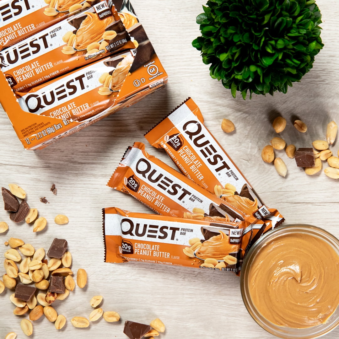 Quest Protein Bar Gluten Free Low Carb Chocolate Peanut Butter 20g Protein 4 Ct(3 Pack)