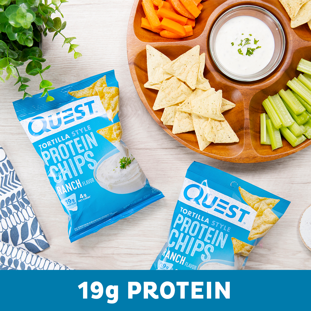 Quest Tortilla Style Protein Chips 19g Protein Ranch Flavor 1.1 Oz Bags 8 Count