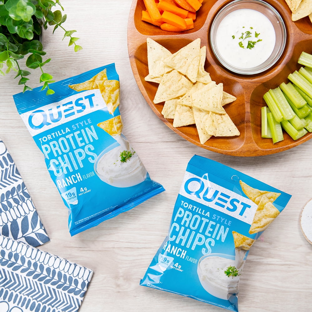 Quest Tortilla Style Protein Chips 19g Protein Ranch Flavor 1.1 Oz Bags 8 Count