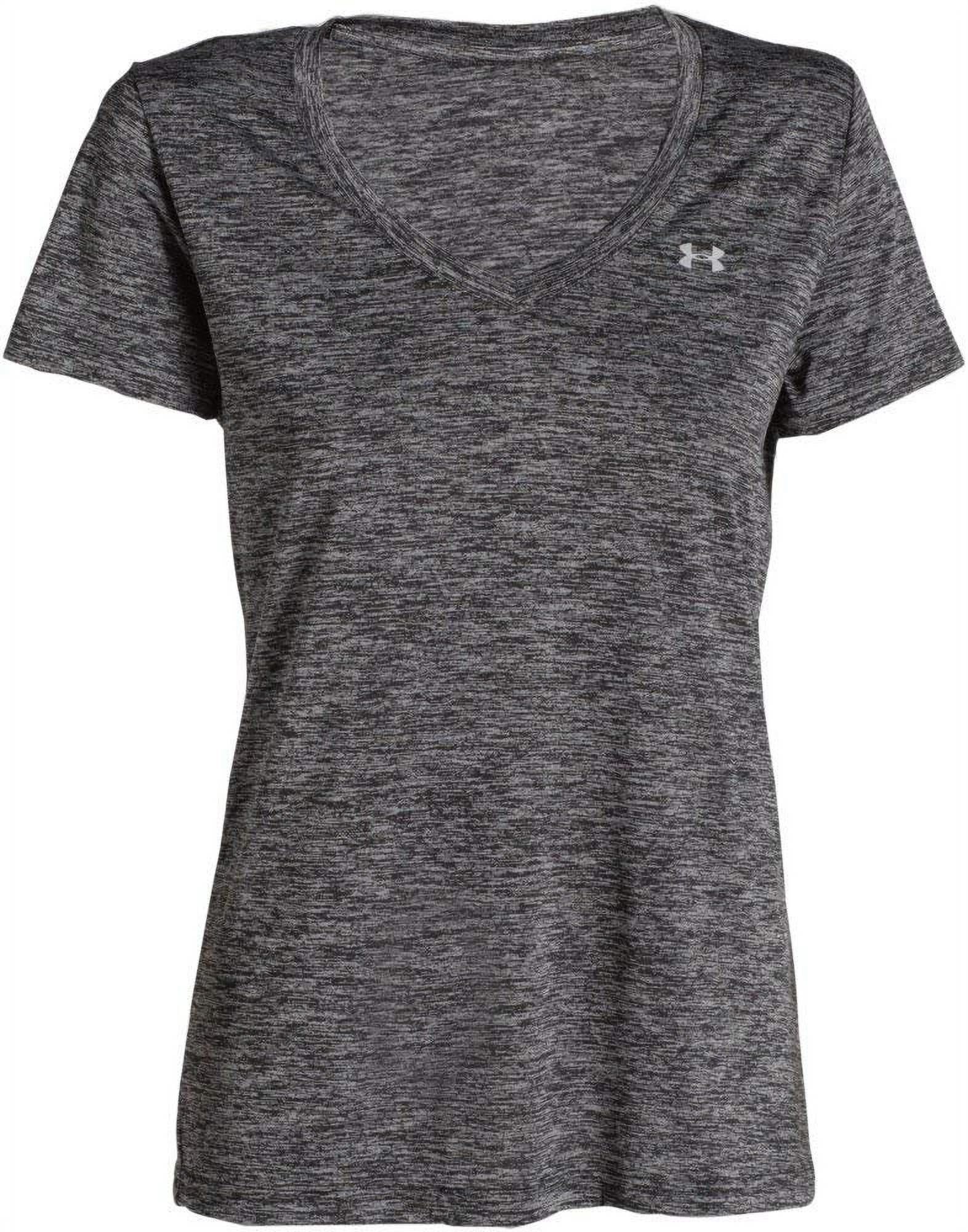 Under Armour Women's UA Tech Twist V-Neck Short Sleeve Active T-Shirt in Black Size L