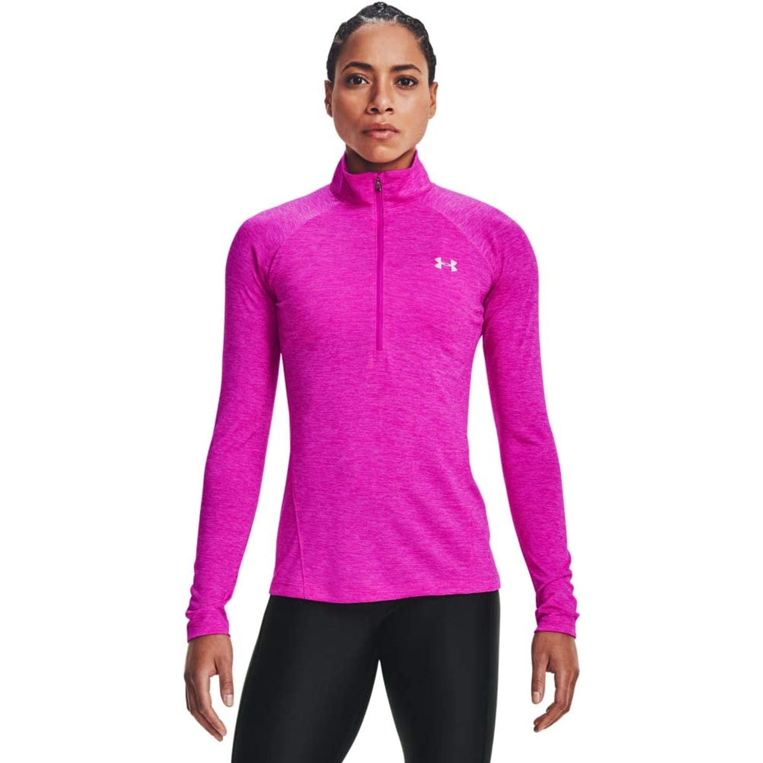 Under  Armour Women's Tech Half Zip Long Sleeve Shirt Meteor Pink 660 Metallic Silver Size S