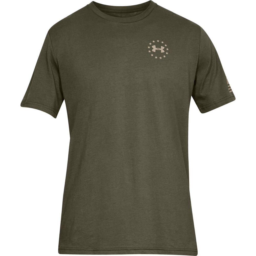 Under Armour Men's UA Freedom Flag Marine Sand T-Shirt Short Sleeve Tee Blue Tan S