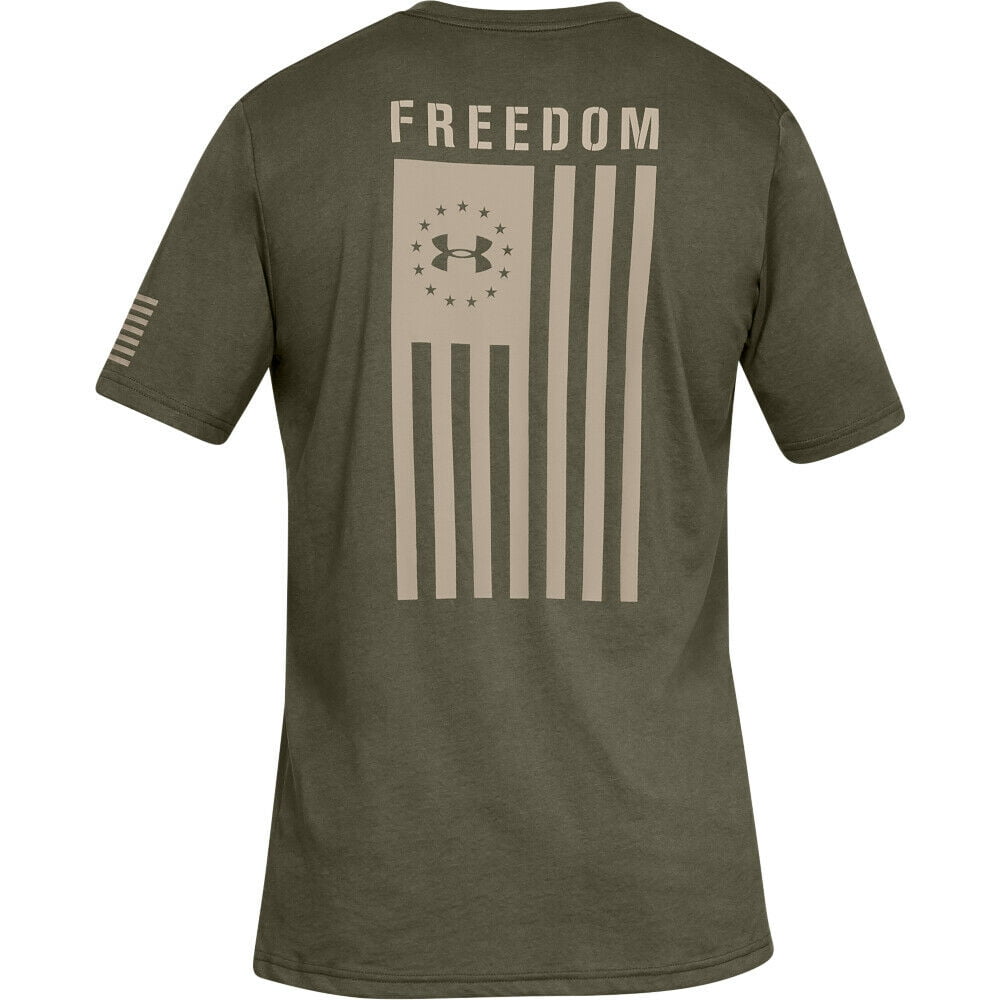 Under Armour Men's UA Freedom Flag Marine Sand T-Shirt Short Sleeve Tee Blue Tan S