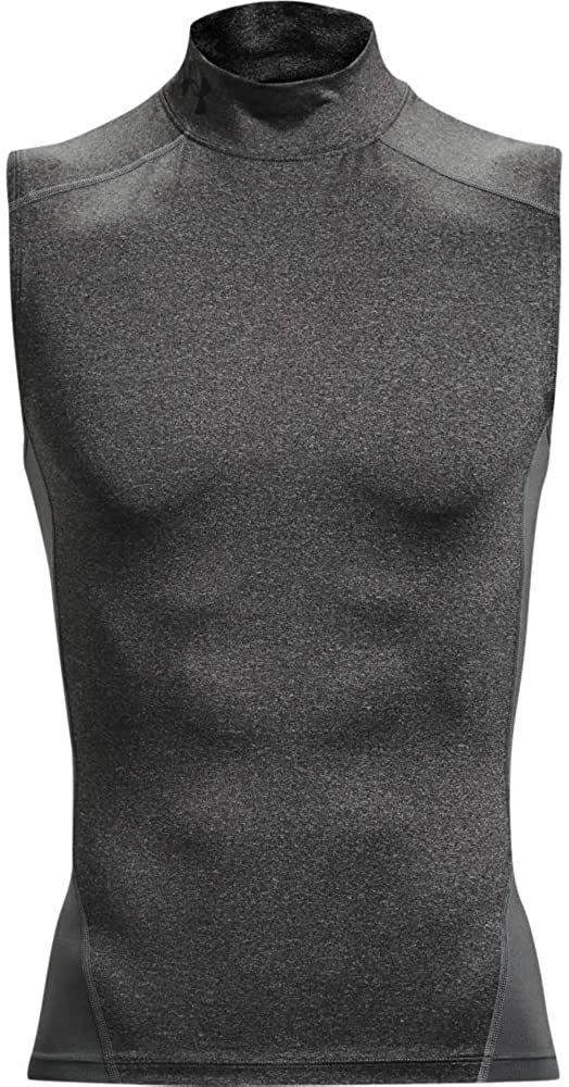 Under Armour Mens HeatGear Compression Mock Sleeveless Carbon Heather 090 Black XX-Large.