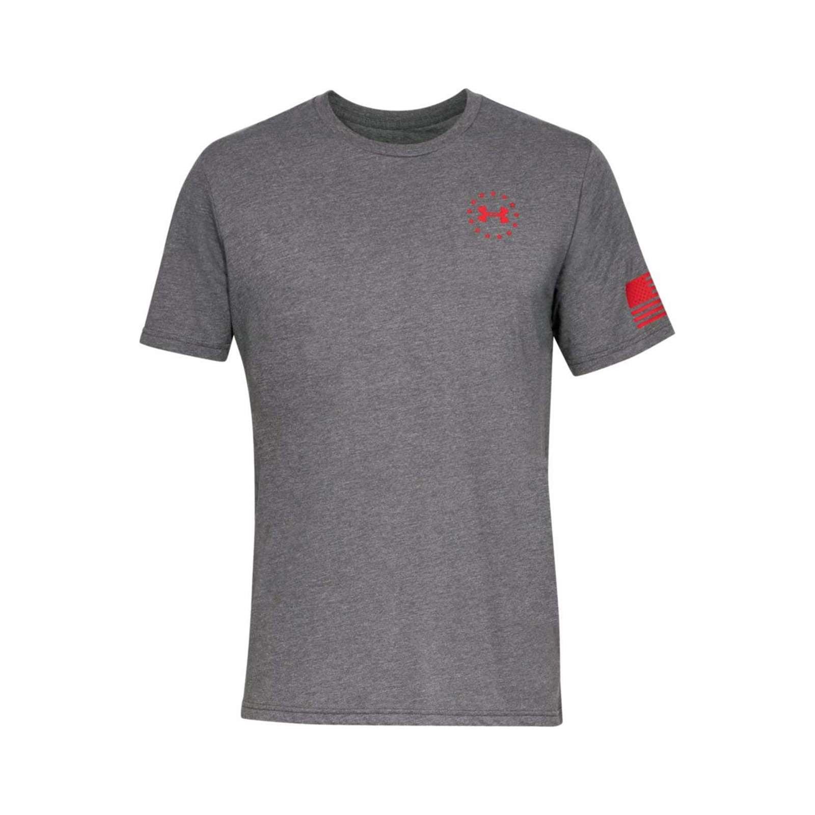 Under Armour Men's Freedom Flag Tactical Graphic T-Shirt Charcoal Medium Heather 3XL US Size