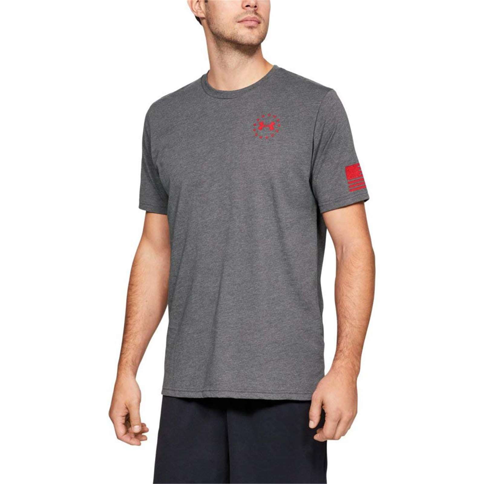 Under Armour Men's Freedom Flag Tactical Graphic T-Shirt Charcoal Medium Heather 3XL US Size