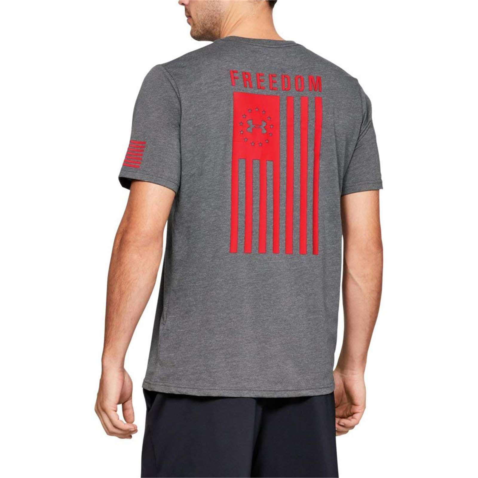 Under Armour Men's Freedom Flag Tactical Graphic T-Shirt Charcoal Medium Heather 3XL US Size