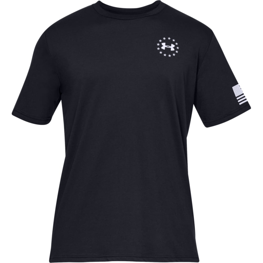 Under Armour Men's Athletic UA Freedom Flag T-Shirt Black White Medium