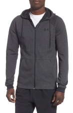 Under Armour Men's Black Double Knit Full Zip Slim Fit Sweatshirt Hoodie