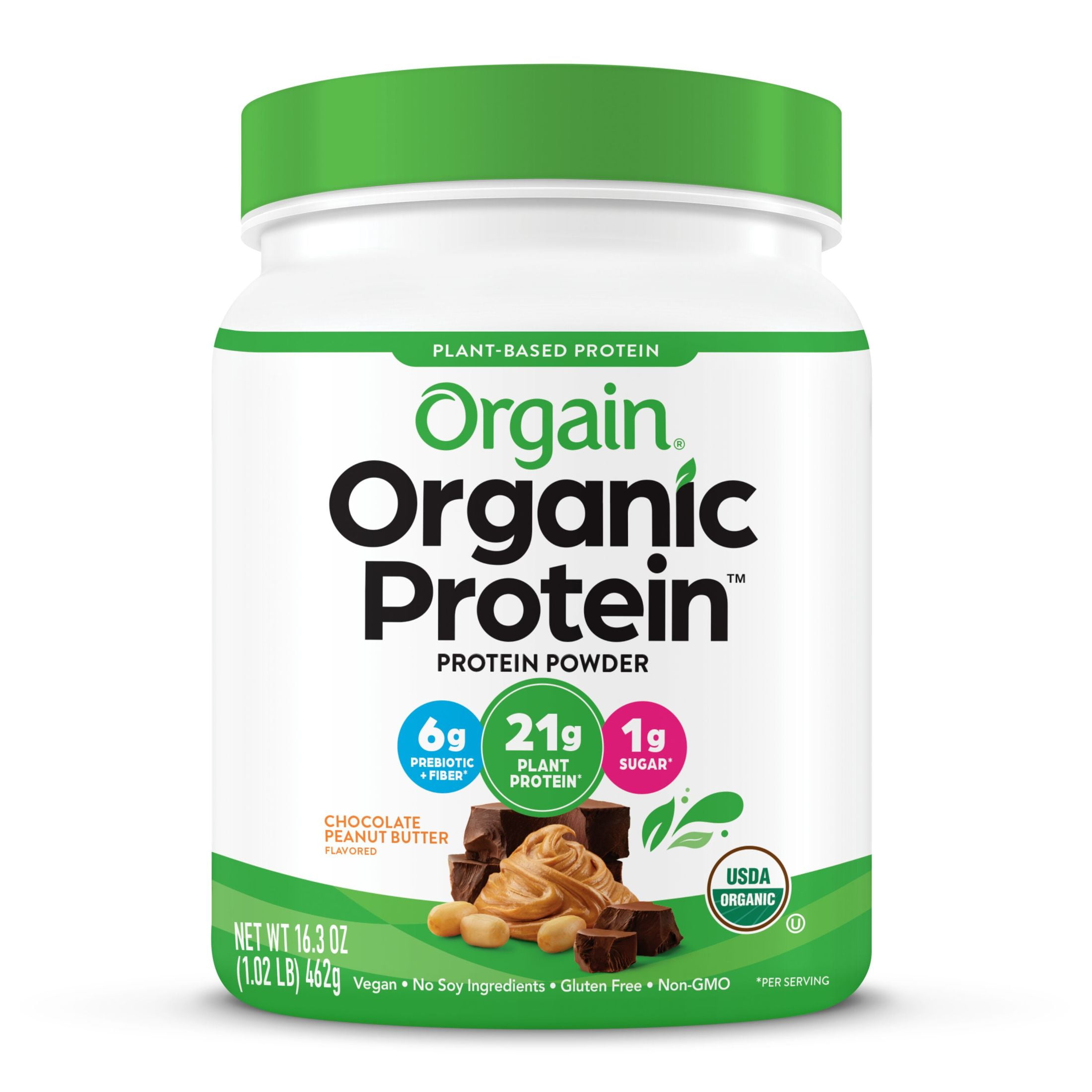 Orgain Organic Vegan Protein Powder Chocolate Peanut Butter 21g 1.02lb