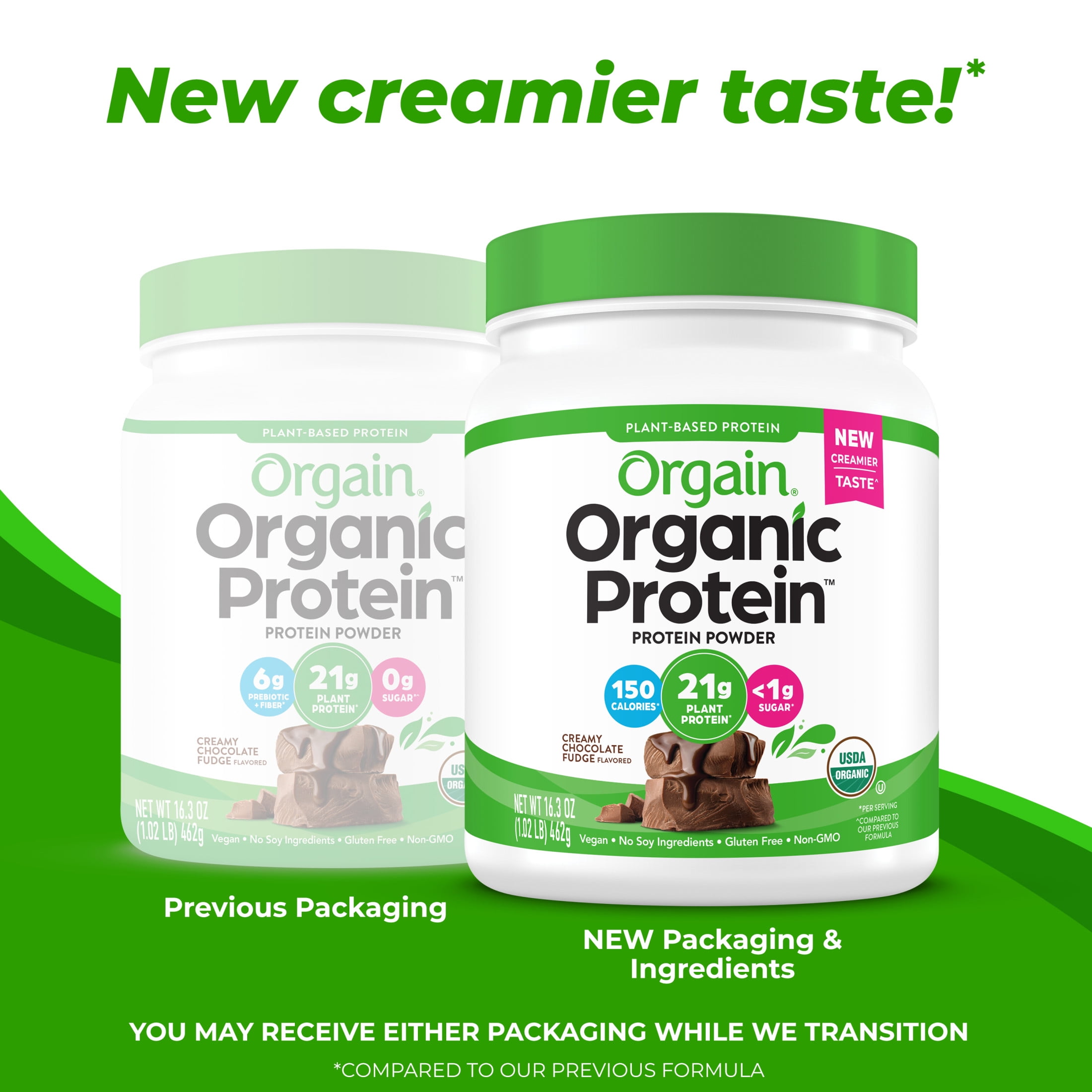 Orgain Organic Vegan 21g Protein Powder Plant Based Shake Creamy Chocolate Fudge 1.02lb