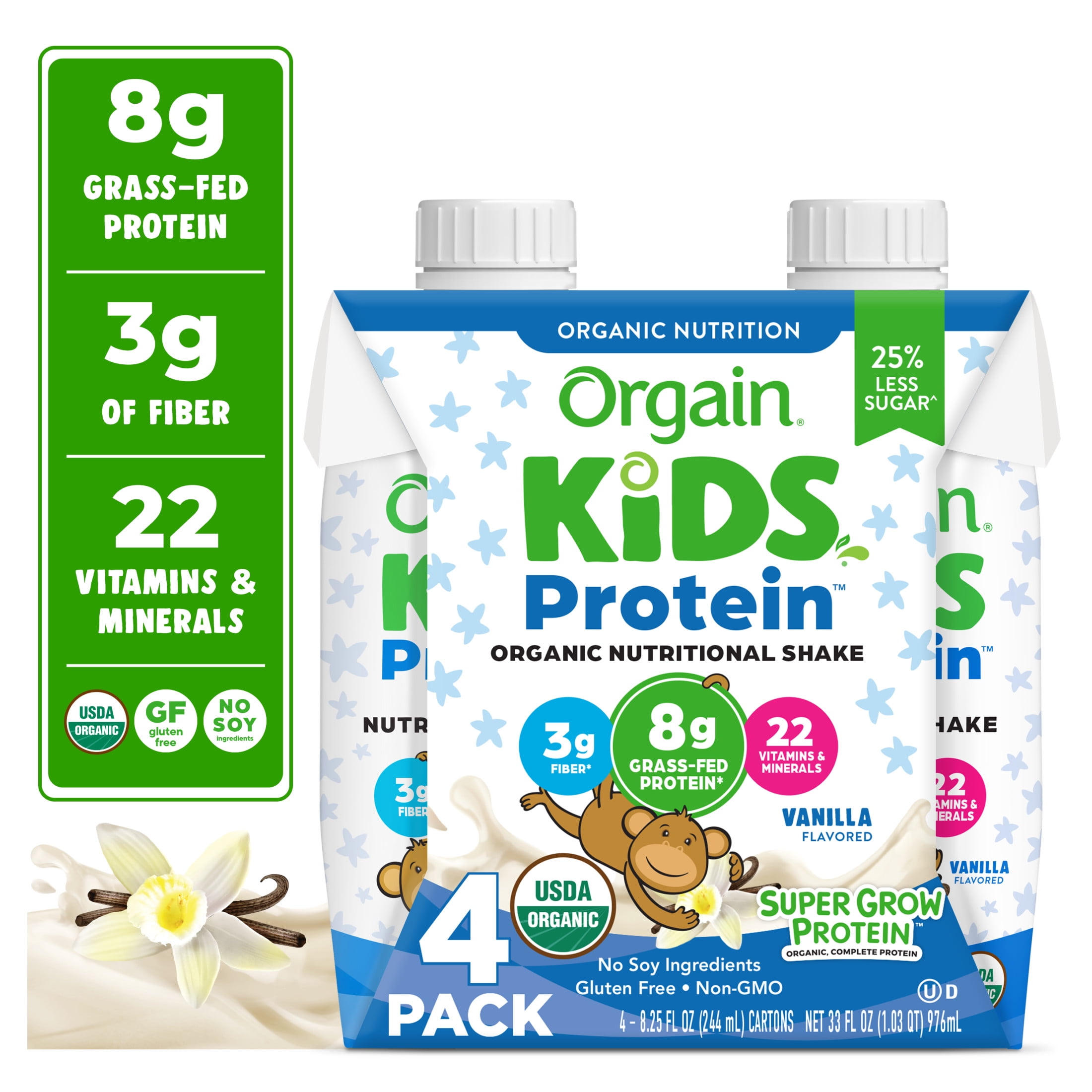 Orgain Organic Kids Protein Shake with 22 Essential Vitamins & Minerals - Vanilla Flavor - Pack