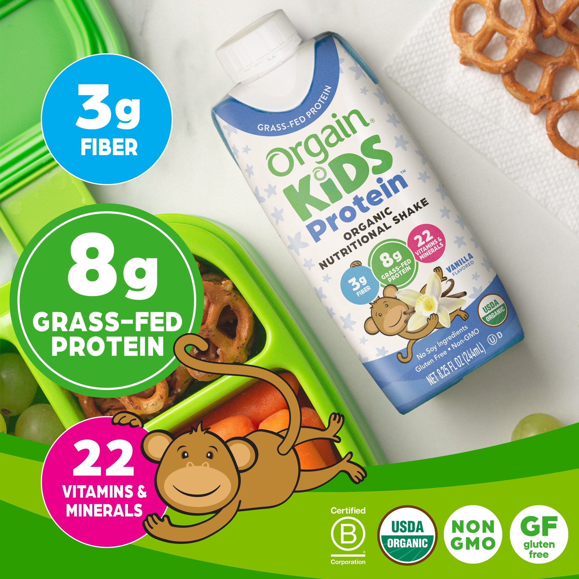 Orgain Organic Kids Protein Shake with 22 Essential Vitamins & Minerals - Vanilla Flavor - Pack