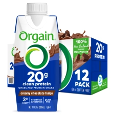 Orgain 20g Grass Fed Clean Protein Shake Creamy Chocolate Fudge 11oz 12ct