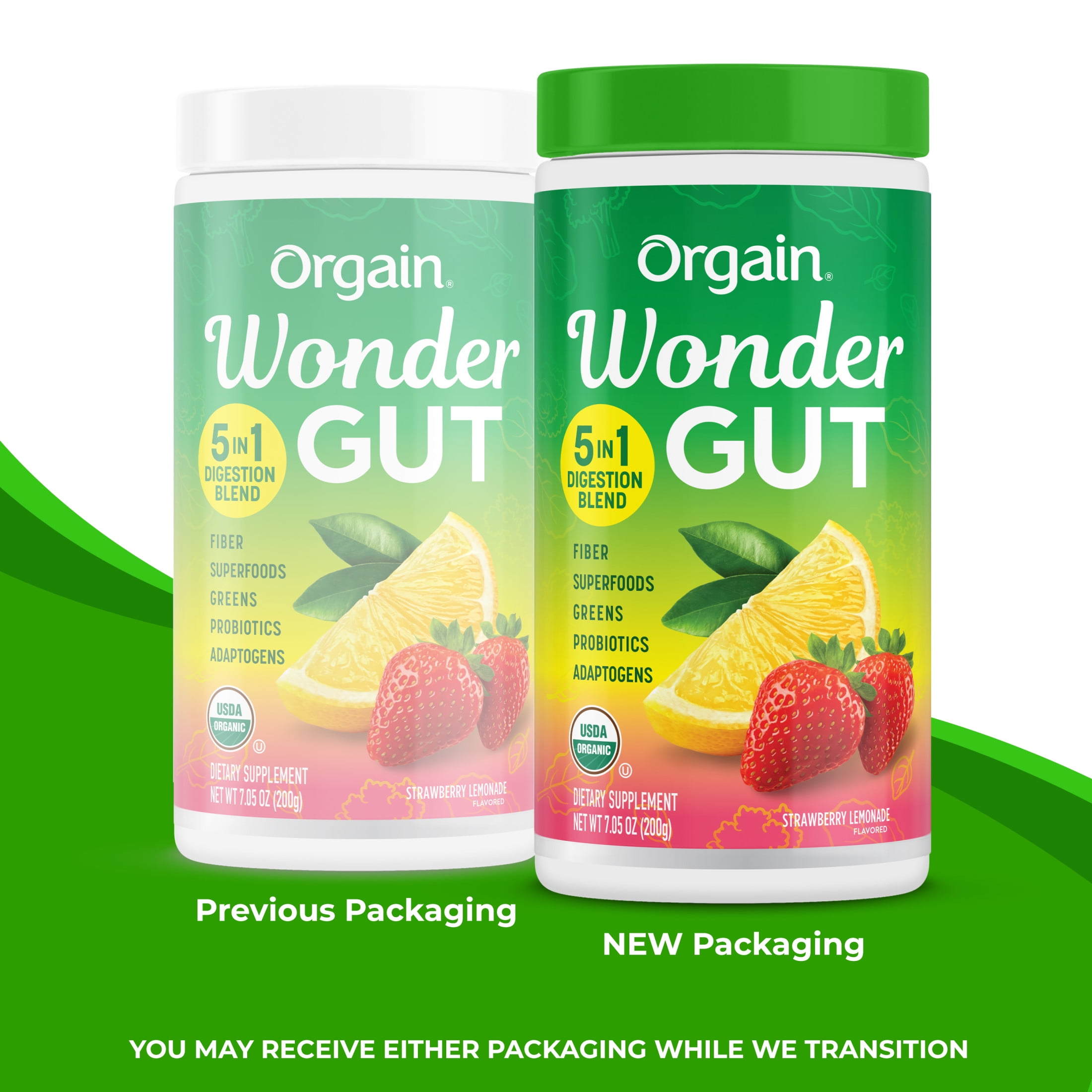 Orgain Vegan Organic Wonder Gut Fiber Greens Superfoods Strawberry Lemonade 0.44lb