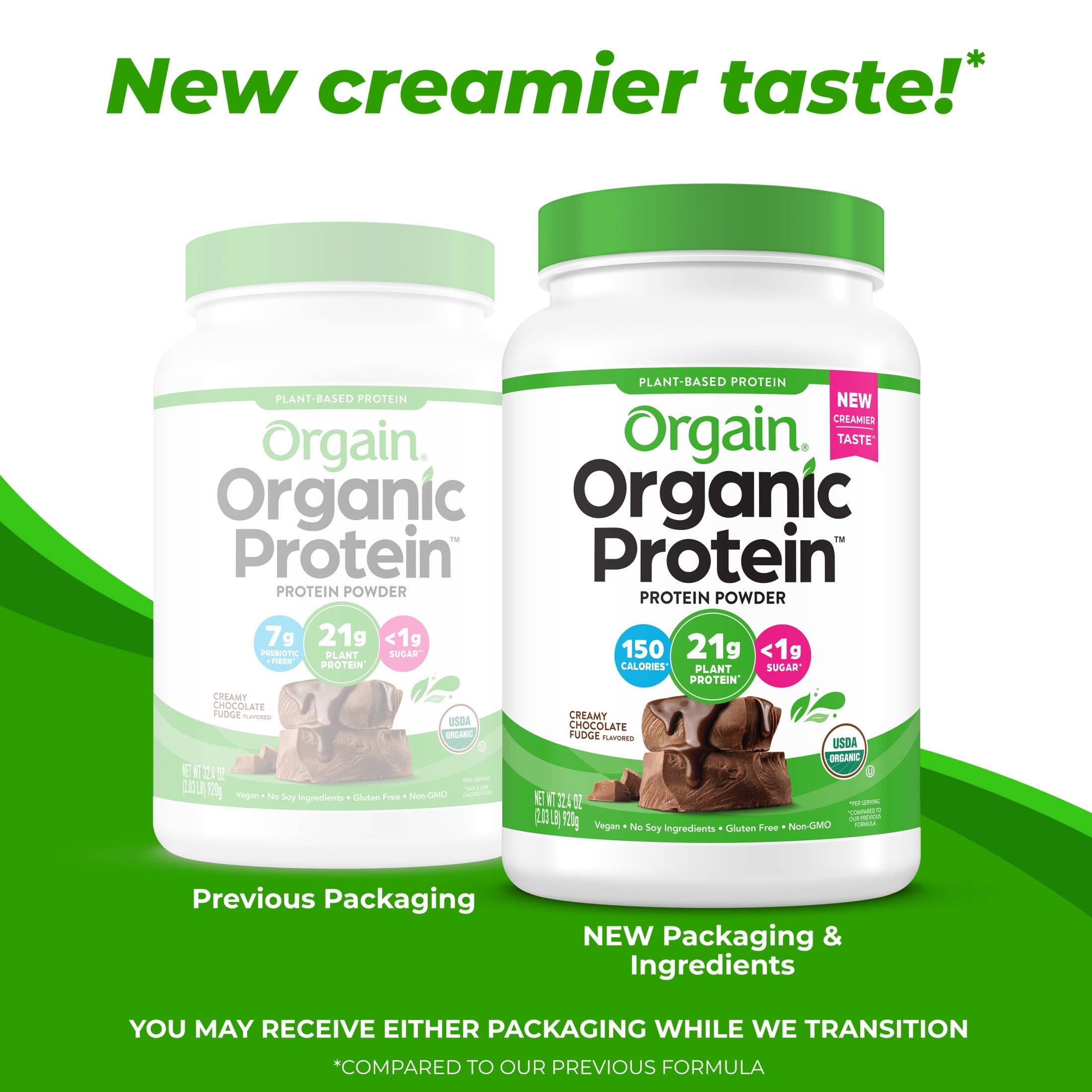 Orgain Organic Vegan 21g Protein Powder Plant Based Creamy Chocolate 2.03lb