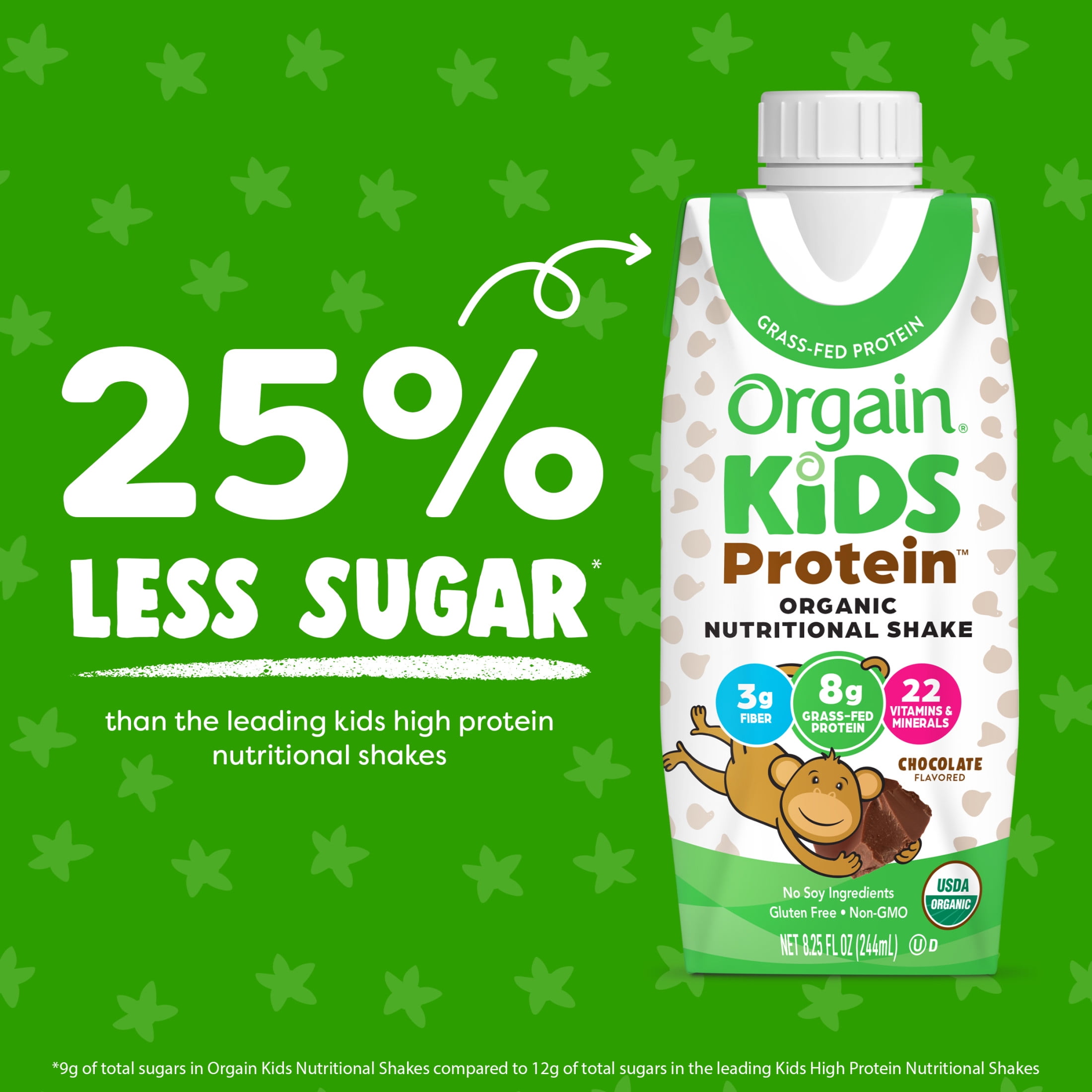 Orgain Organic Kids 8g Protein Nutritional Shake Chocolate 4ct Vitamins Minerals A B C D