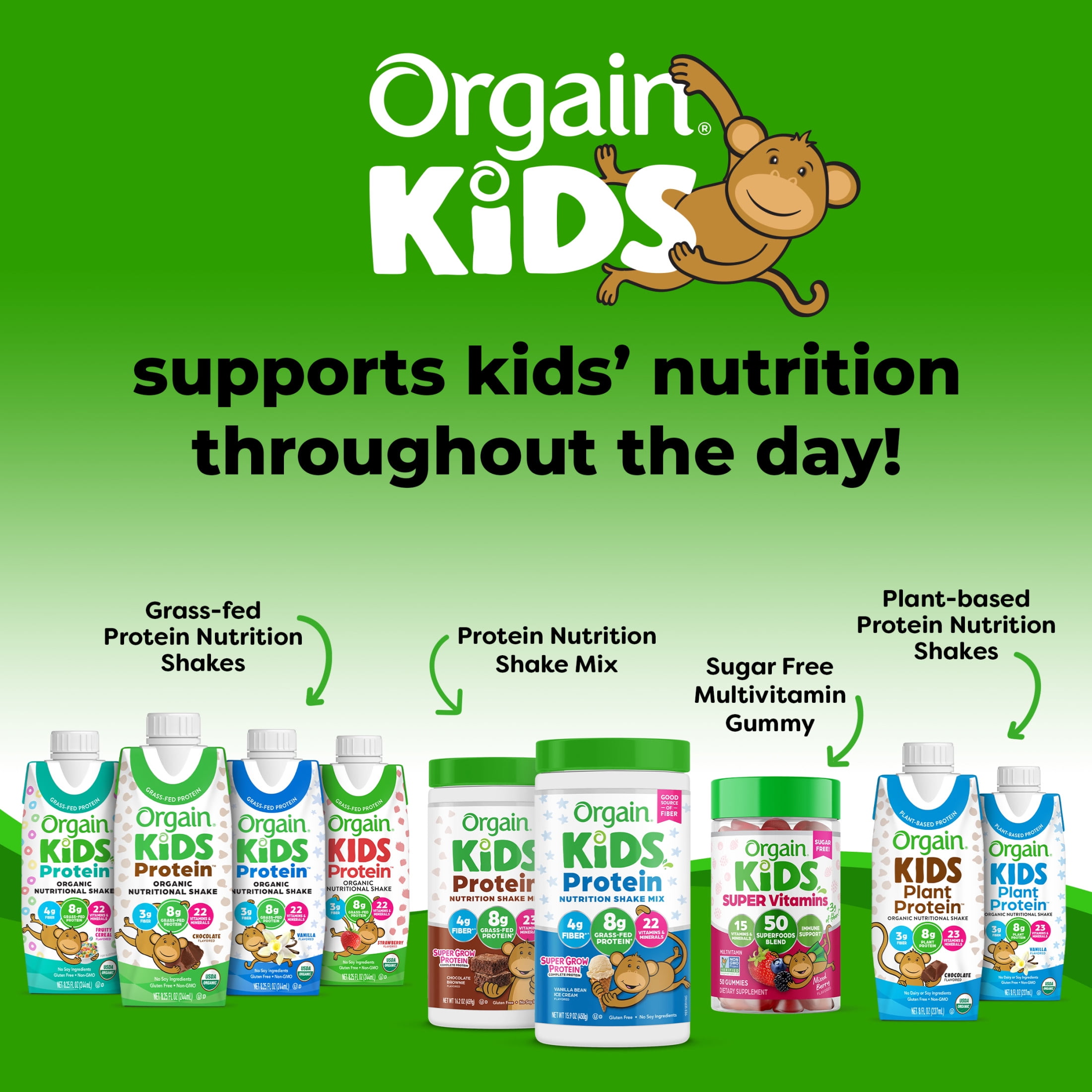 Orgain Organic Kids 8g Protein Nutritional Shake Chocolate 4ct Vitamins Minerals A B C D