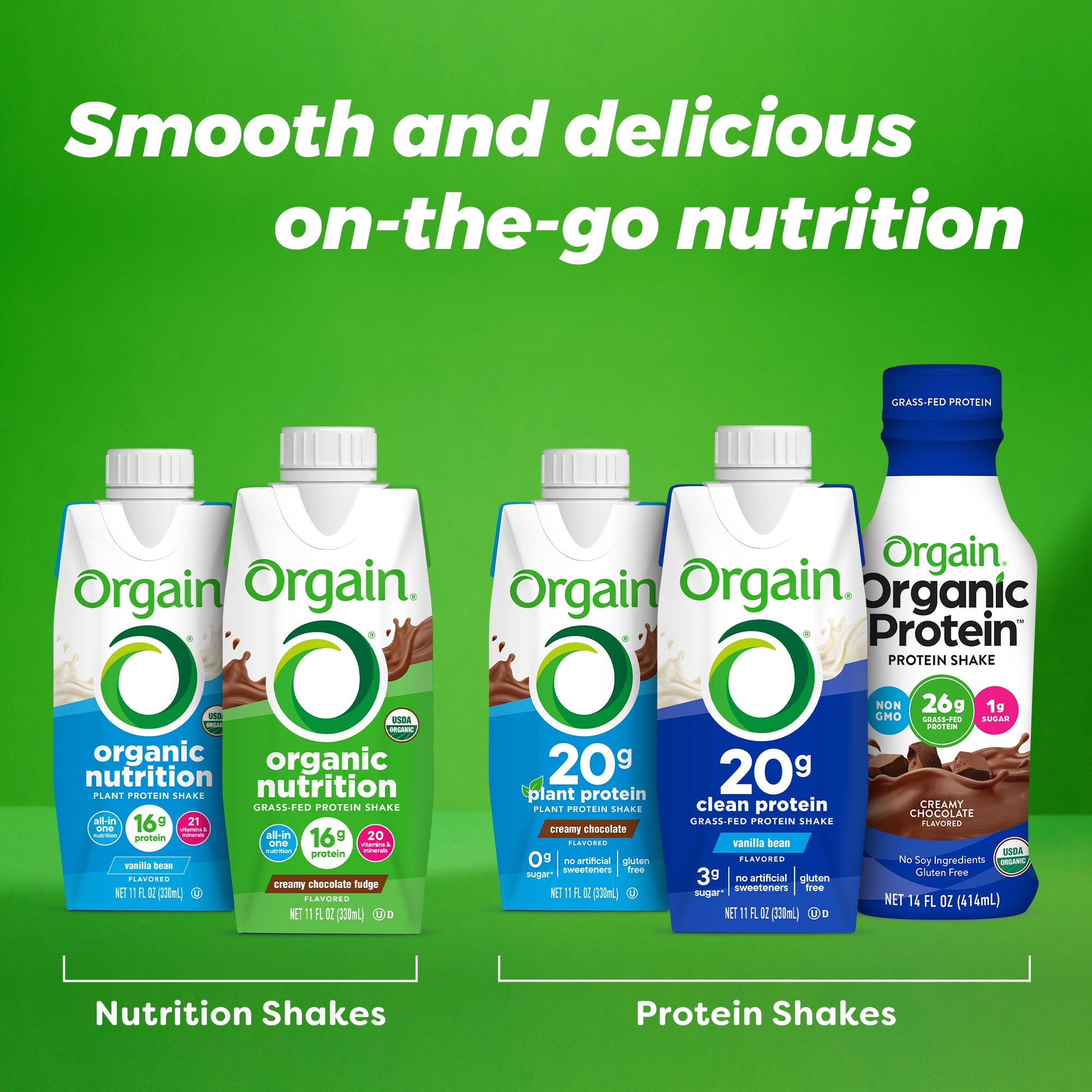 Orgain Organic Sweet Vanilla Bean Nutritional Shake 11 oz Carton 12 Ct