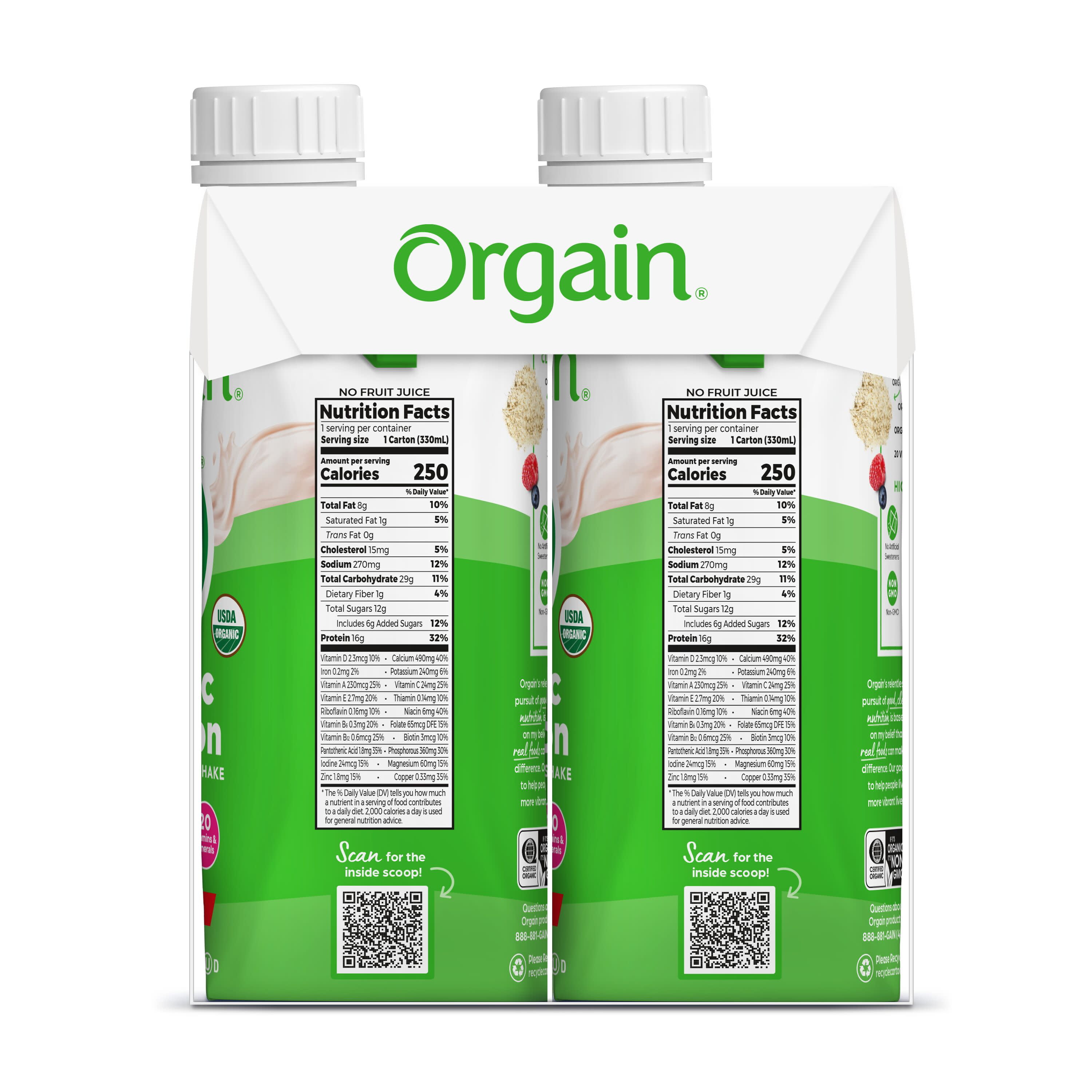 Orgain Organic Strawberries and Cream Protein Shake 11oz 4ct