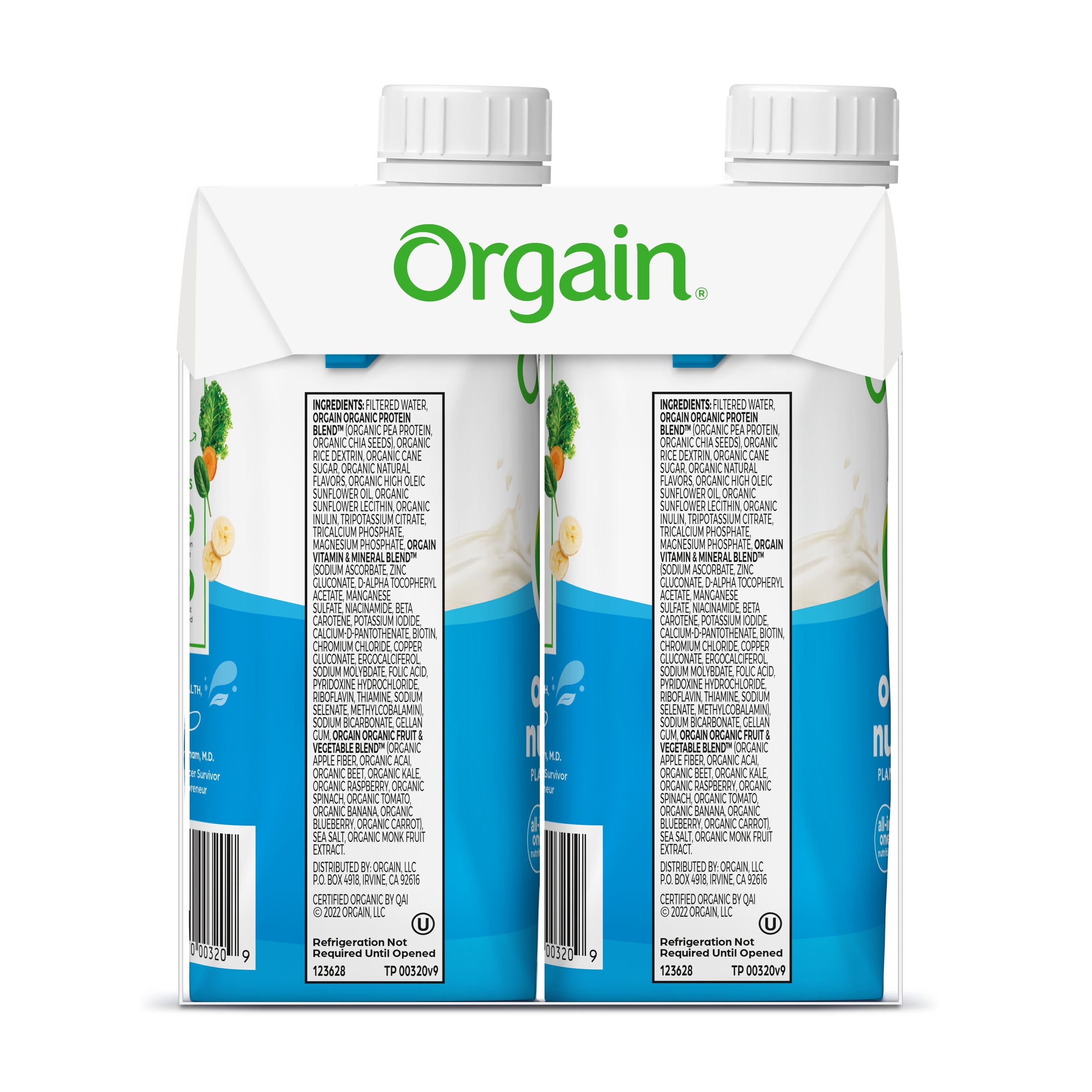 Orgain Organic Nutrition Vegan Protein Shake Vanilla Bean 11oz 4ct