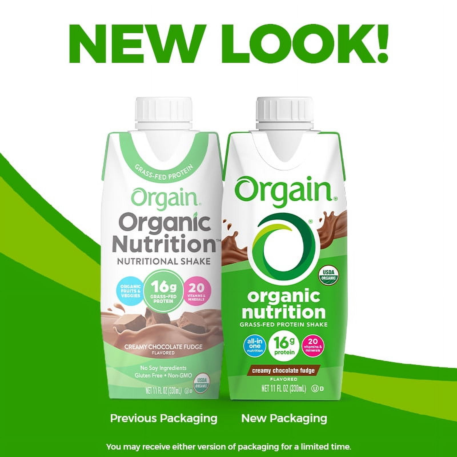 Orgain Organic Grass Fed Protein Nutrition Shake Creamy Chocolate Fudge 11oz