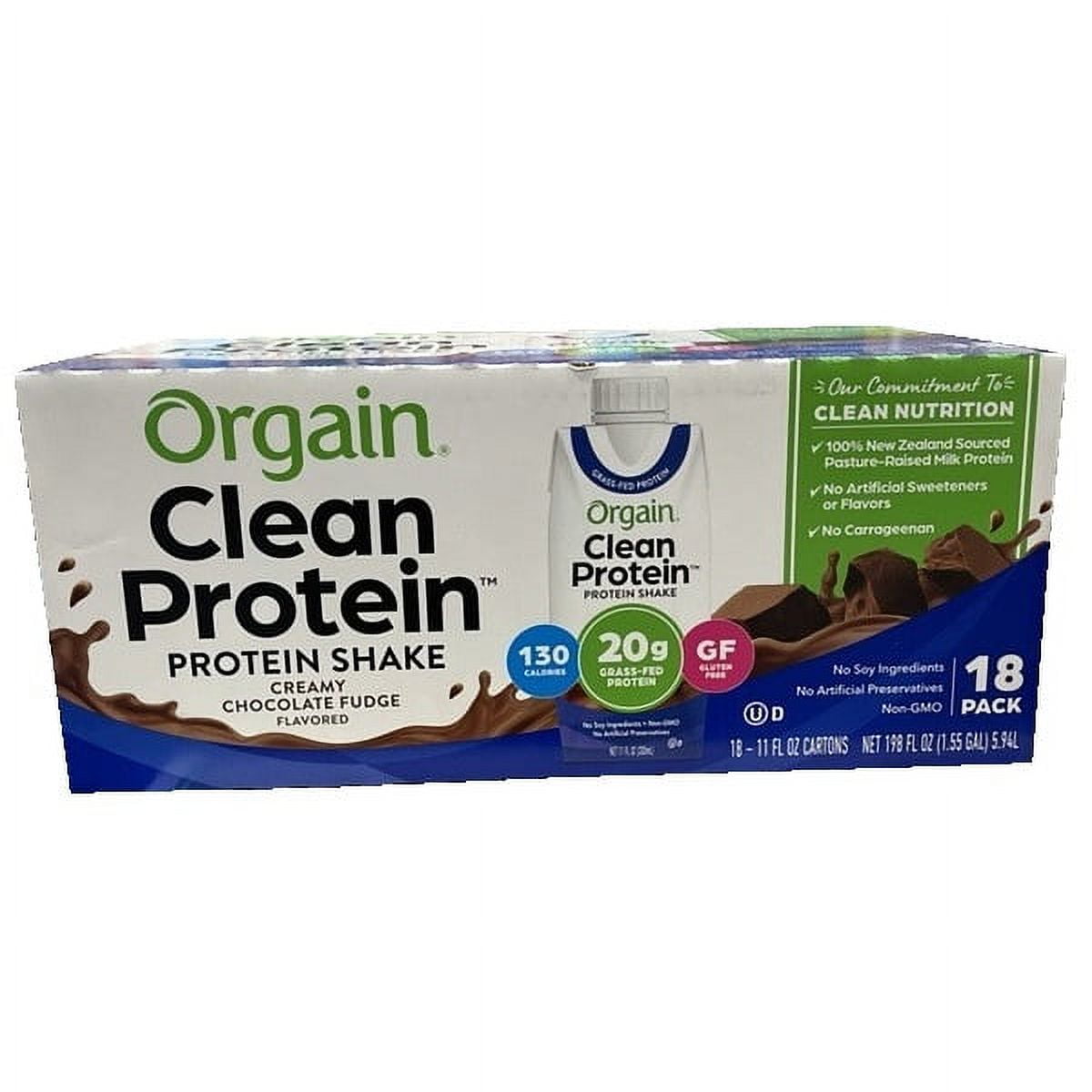 Orgain Chocolate Clean Protein Shake 198 Fluid Ounces