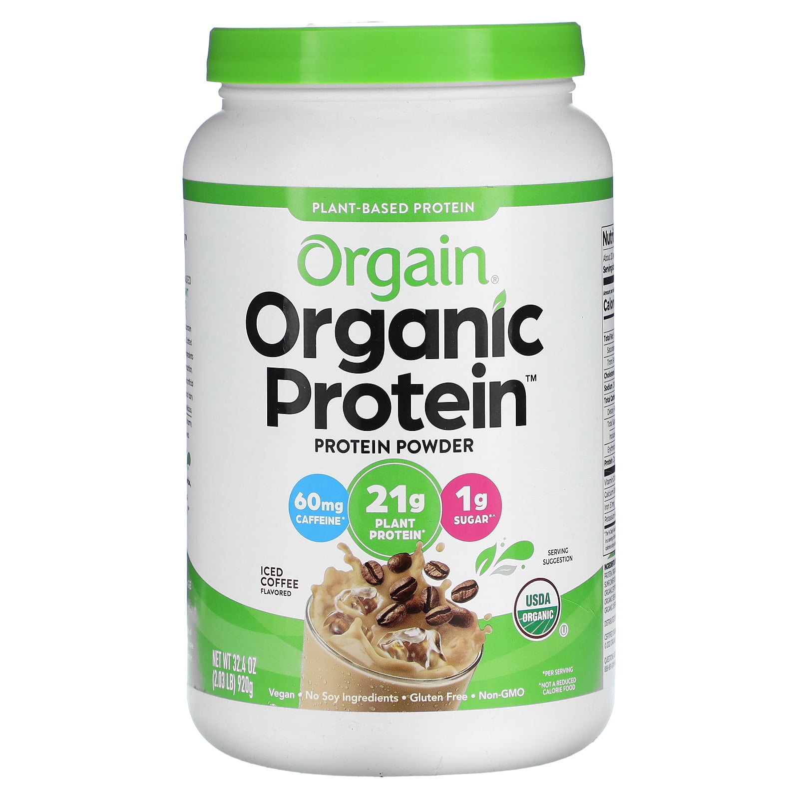 Orgain Organic Plant Based Iced Coffee Protein Powder 2.03 lbs 920g