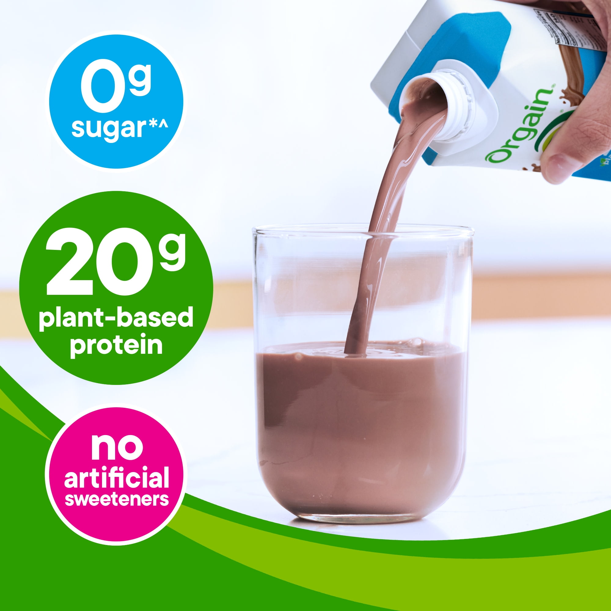 Orgain 20g Vegan Protein Shake Plant Based No Added Sugar Creamy Chocolate 11oz 12ct