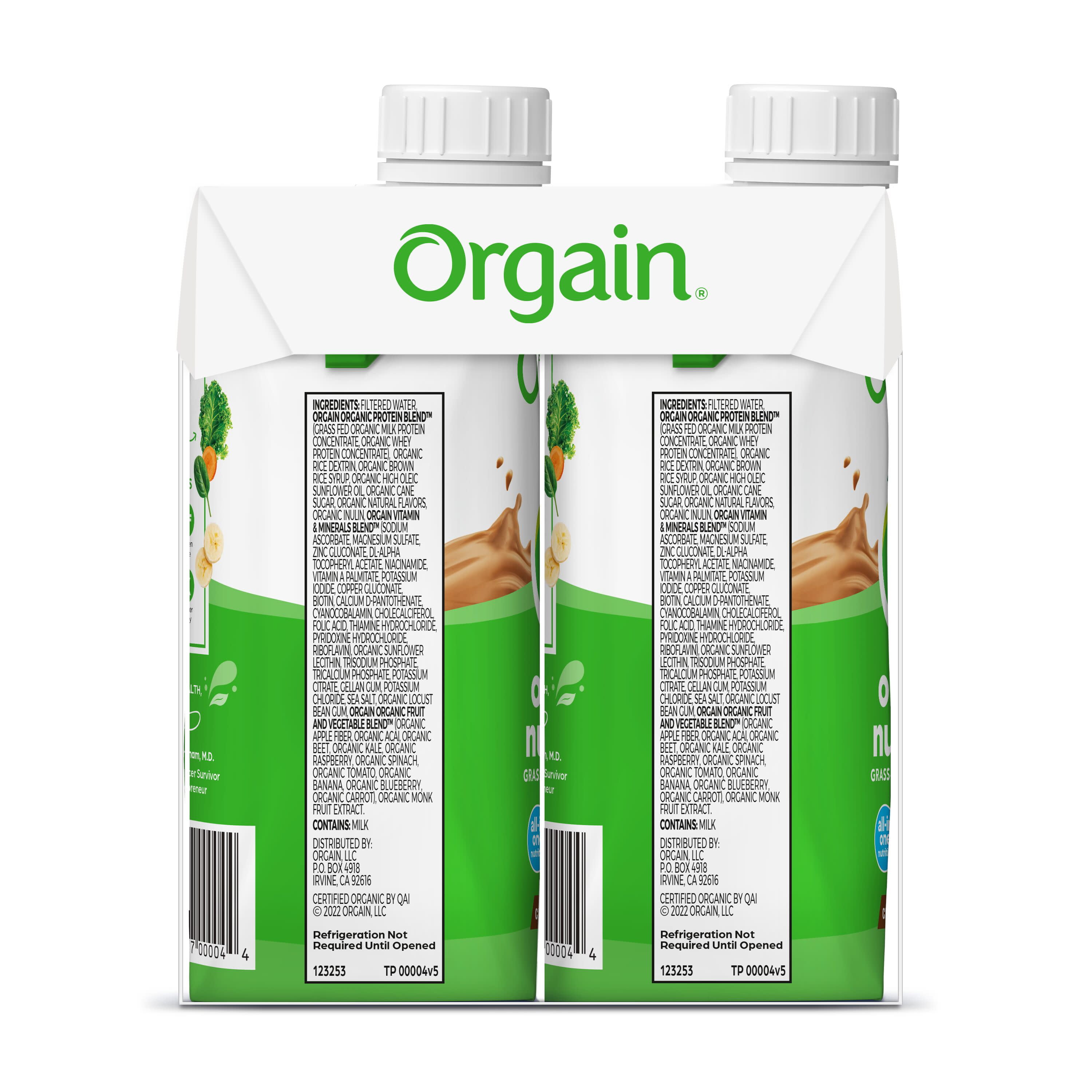 Orgain Organic Iced Café Mocha Nutritional Shake 4 Pack - Ready to Drink 16g Protein 11oz