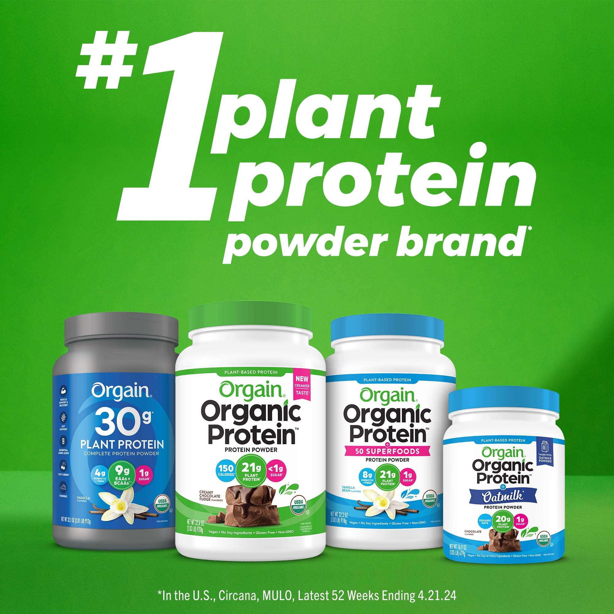Orgain Organic Vegan 30g High Protein Powder Plant Based Shake Drink Prebiotic Fiber Vanilla 2.01lb