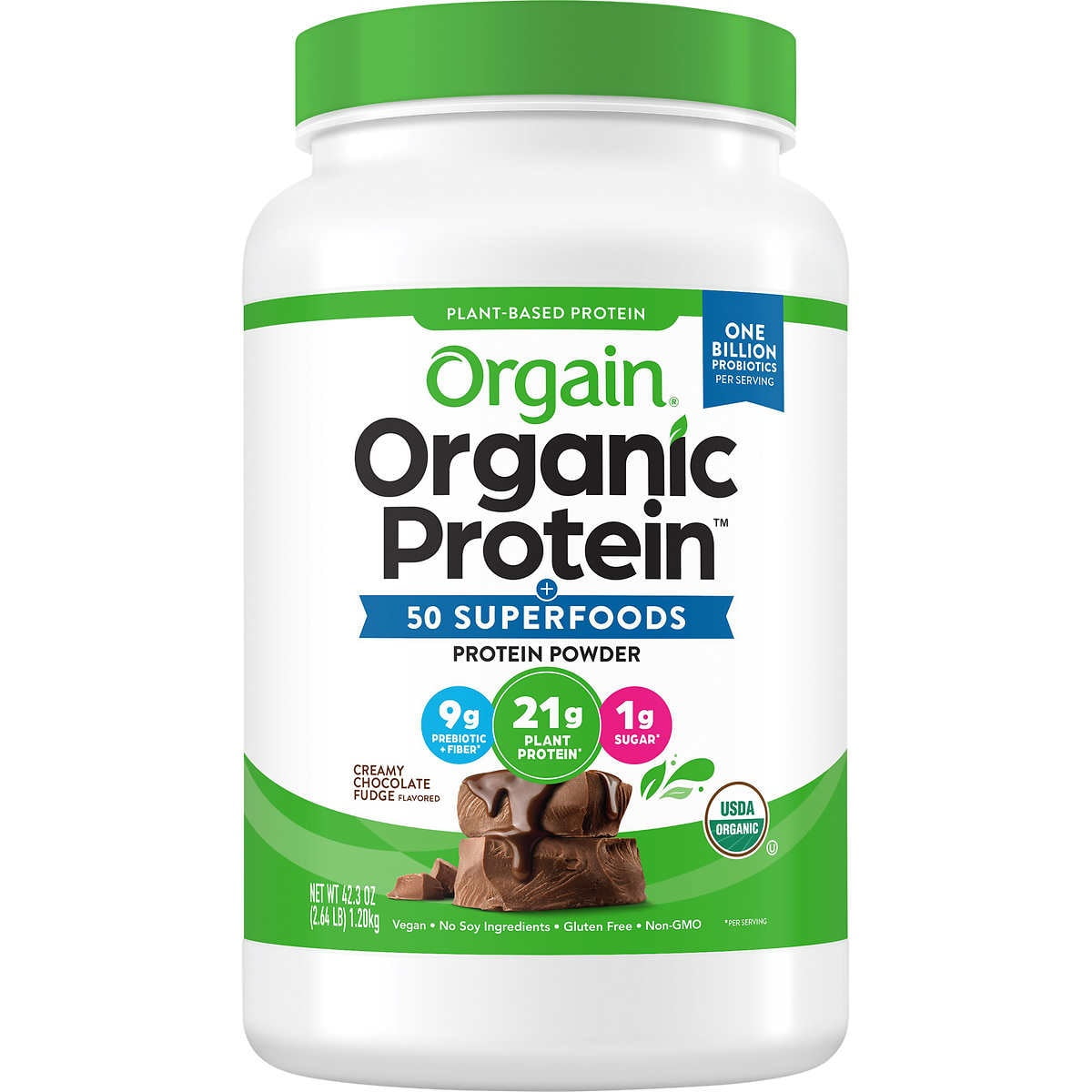 Orgain Creamy Chocolate Fudge Organic Plant-Based Protein Powder 42.3 oz