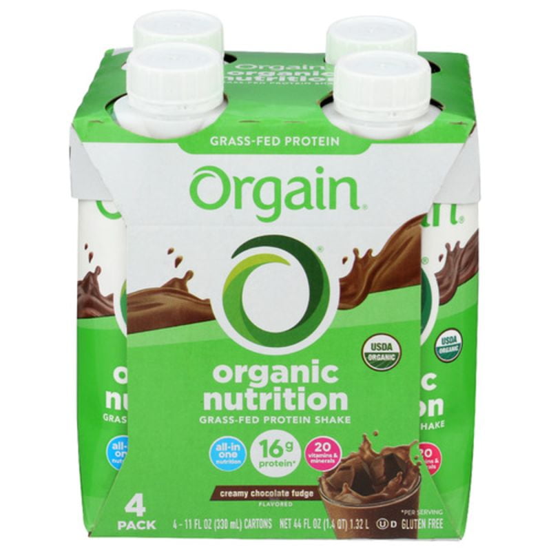 Orgain Organic Nutrition Complete Protein Shake Chocolate Fudge 4 Pack - 44 fl oz - 2X Pack