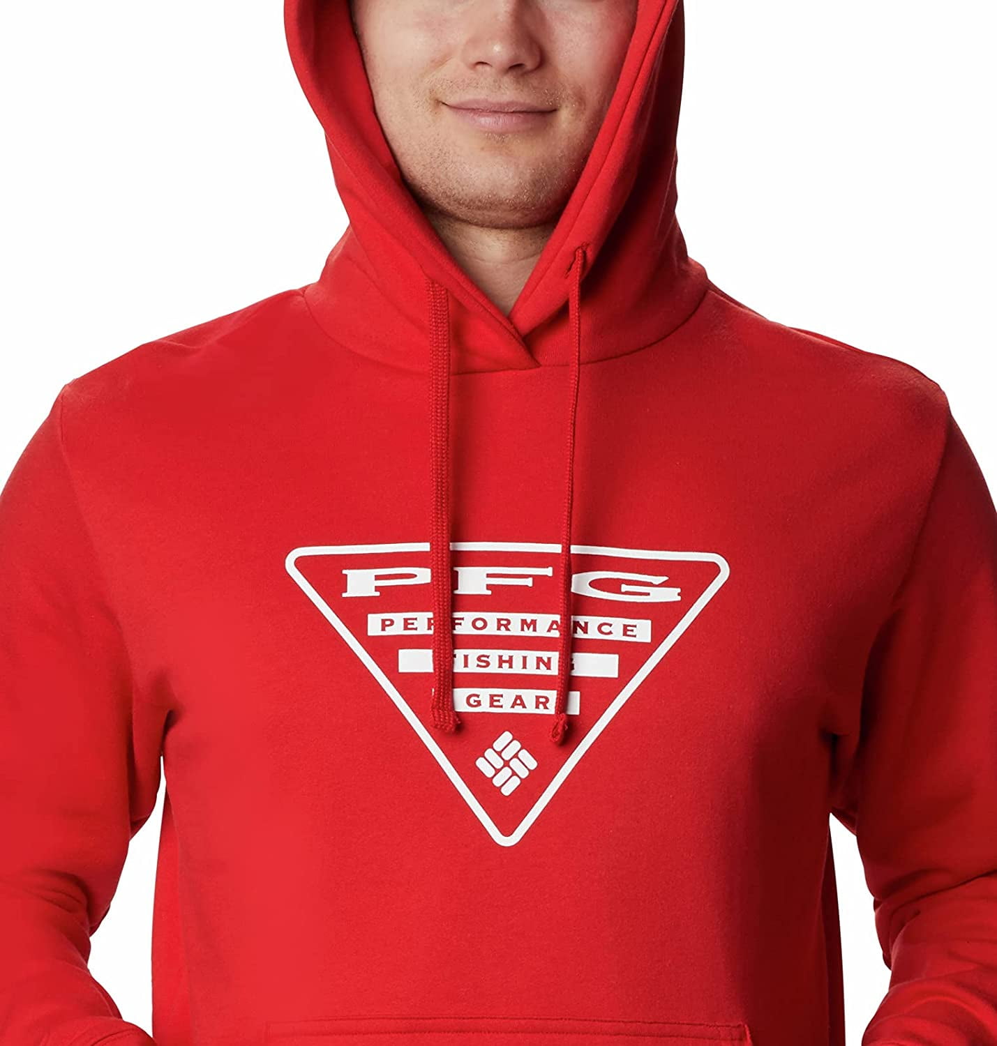 Columbia Men's PFG Triangle Hoodie in Red Spark/White Size 3X