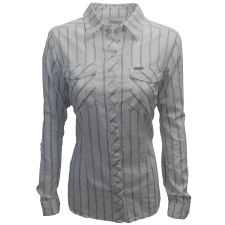 Columbia Womens White Stripe Camp Henry II LS Shirt 100 for Women