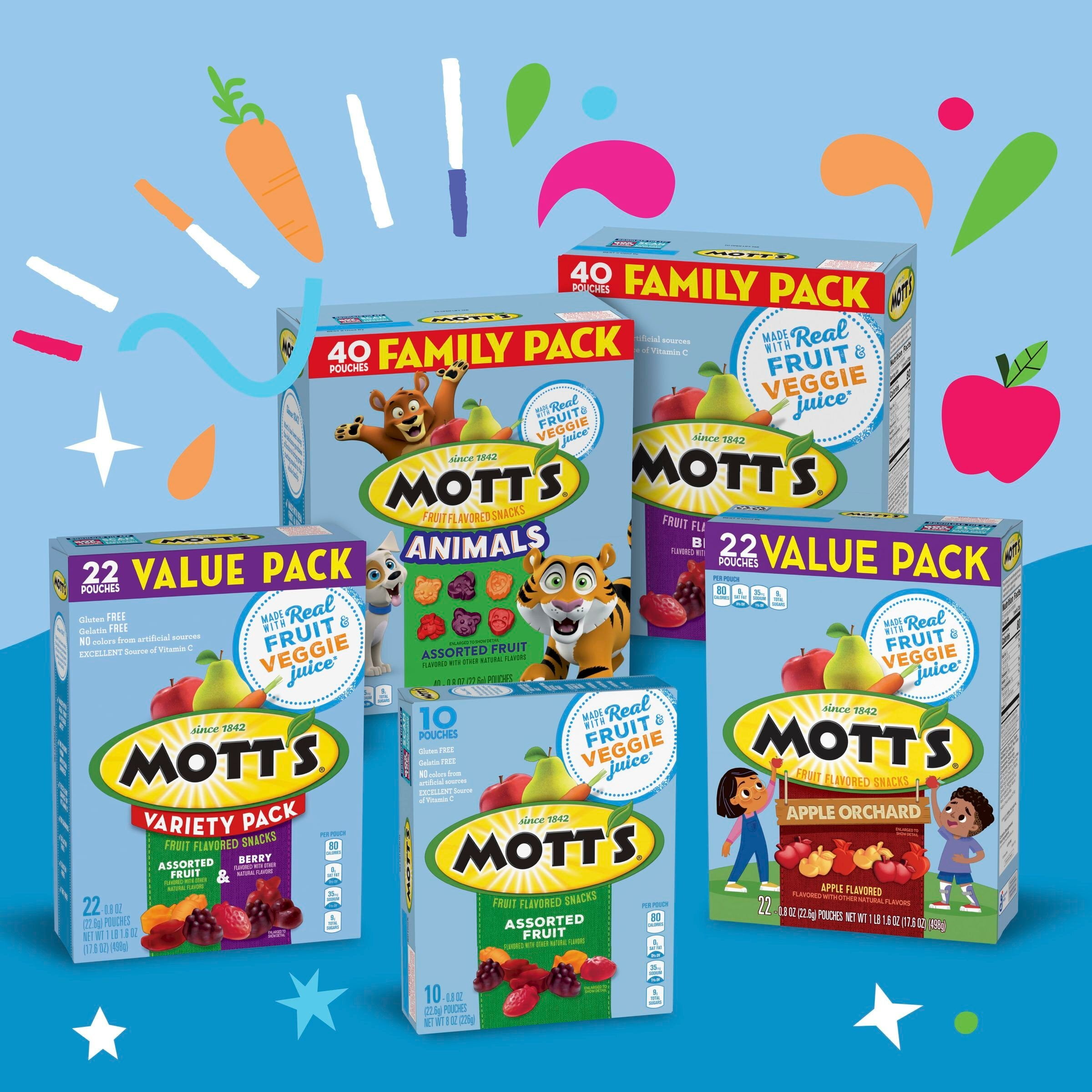 MOTTS FRUIT FLAVORED ANIMALS ASSORTED FAMILY PACK 40 CT 32 OZ