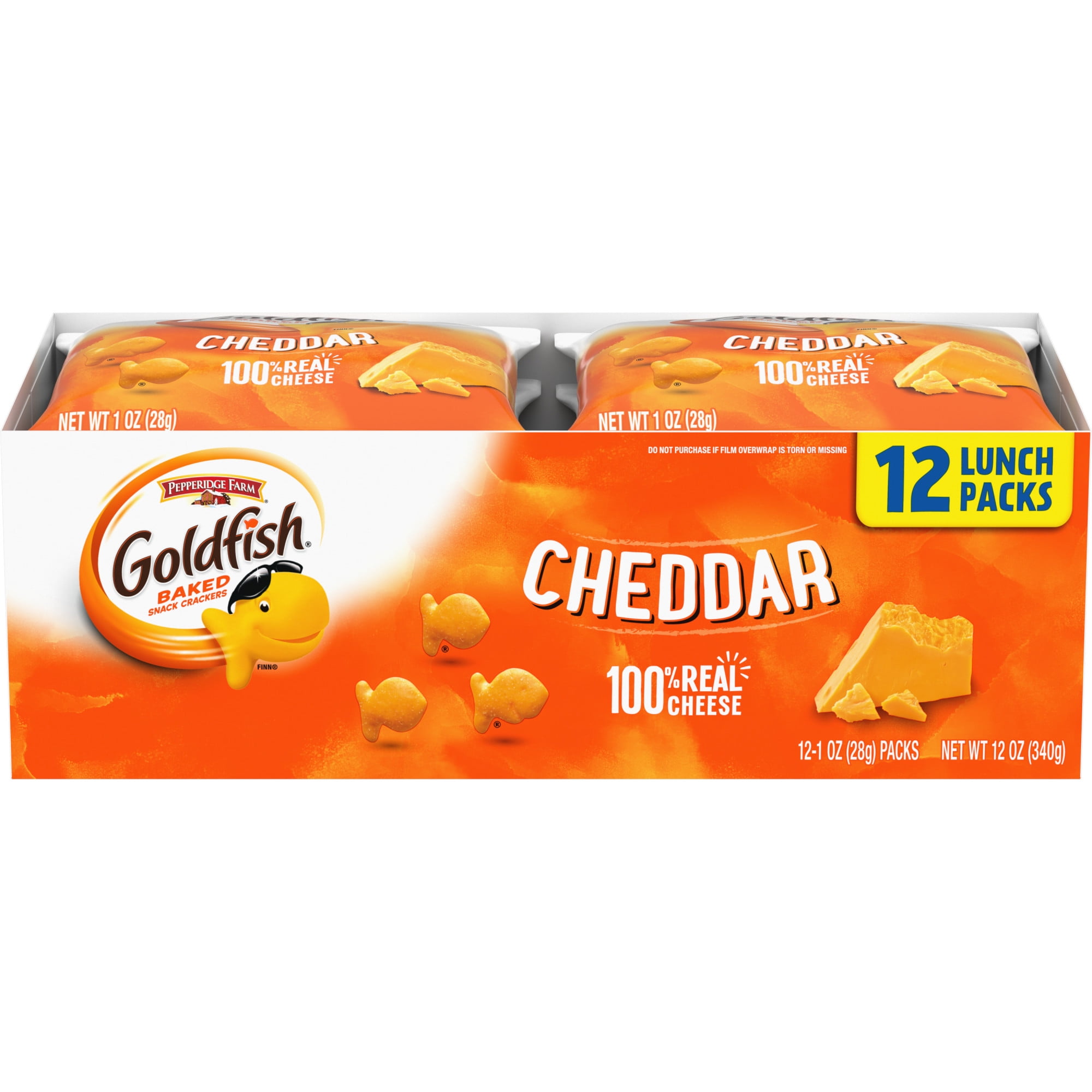 Goldfish Cheddar Cheese Crackers Snack Packs 1 oz 12 CT Multi-Pack Tray